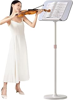 Soporte portátil para libros de música, soporte profesional para sujetar notas musicales para guitarra, violín y ukelele, estante ajustable para partituras, equipo de instrumentos, color blanco