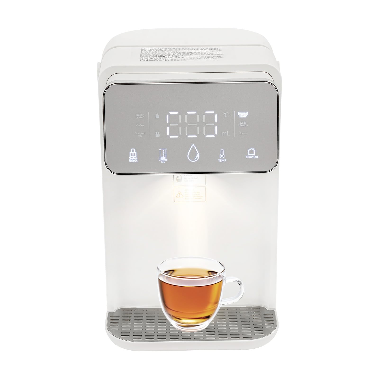 Distributore di acqua calda istantanea, 3,5 L, temperatura regolabile | Volume da 150 a 500 ml, schermo digitale, vassoio scolapiatti e serbatoio rimovibile per caffè, tè e bevande calde.