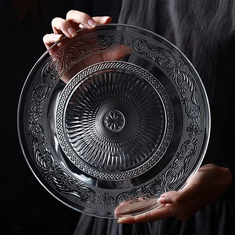 Image of 7 Inch Serving Plate for Snacks | Starter Plate for Serving | Designer Starter Glass Plate for Serving -Set of (4)