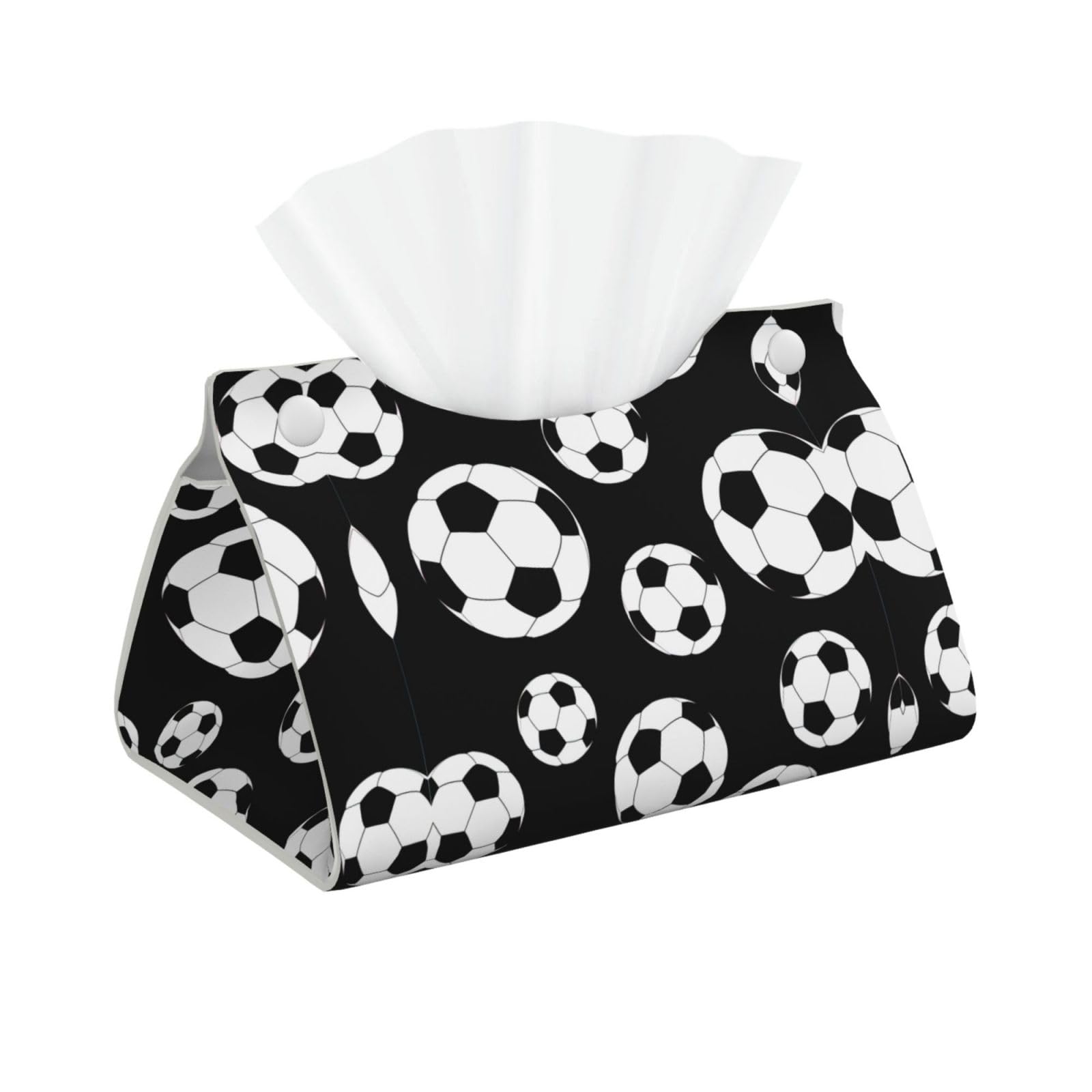 Soccer Black Long Tissue Box Cover â€ Living Room, Office, Car â€ Crafted from Leather- â€ Foldable Home Decoration