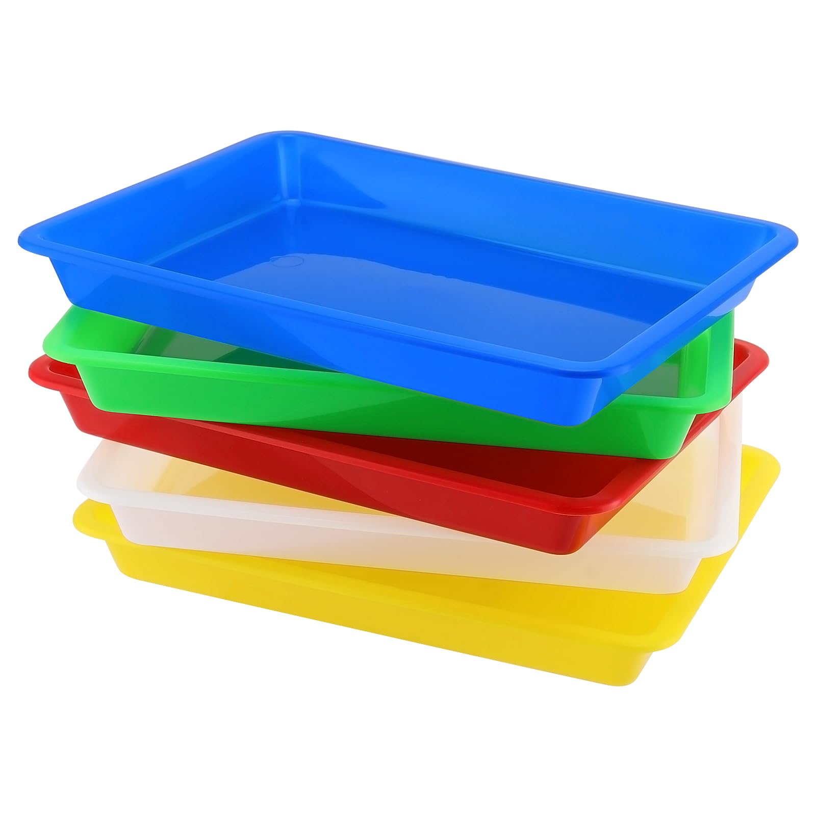 15 vassoi in plastica rettangolari, piccoli, 27,5 x 21 x 3 cm, colorati, in plastica, rettangolari, 5 colori, vassoio da portata in plastica per progetti fai da te, artigianato e