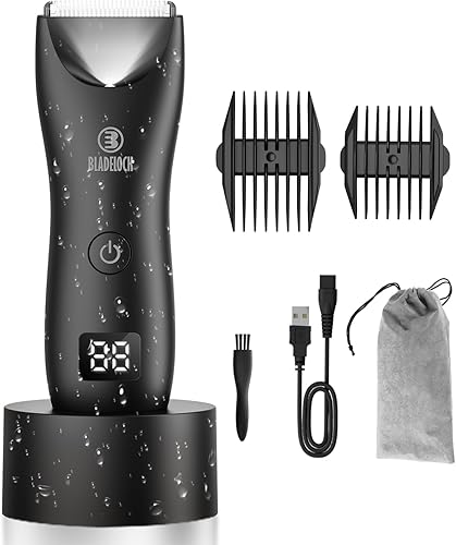 ENSSU Recortadora de pelo corporal para hombres con luz, sin pelotas, impermeable, recortadora de pelo de ingle púbica para hombres, peluquería