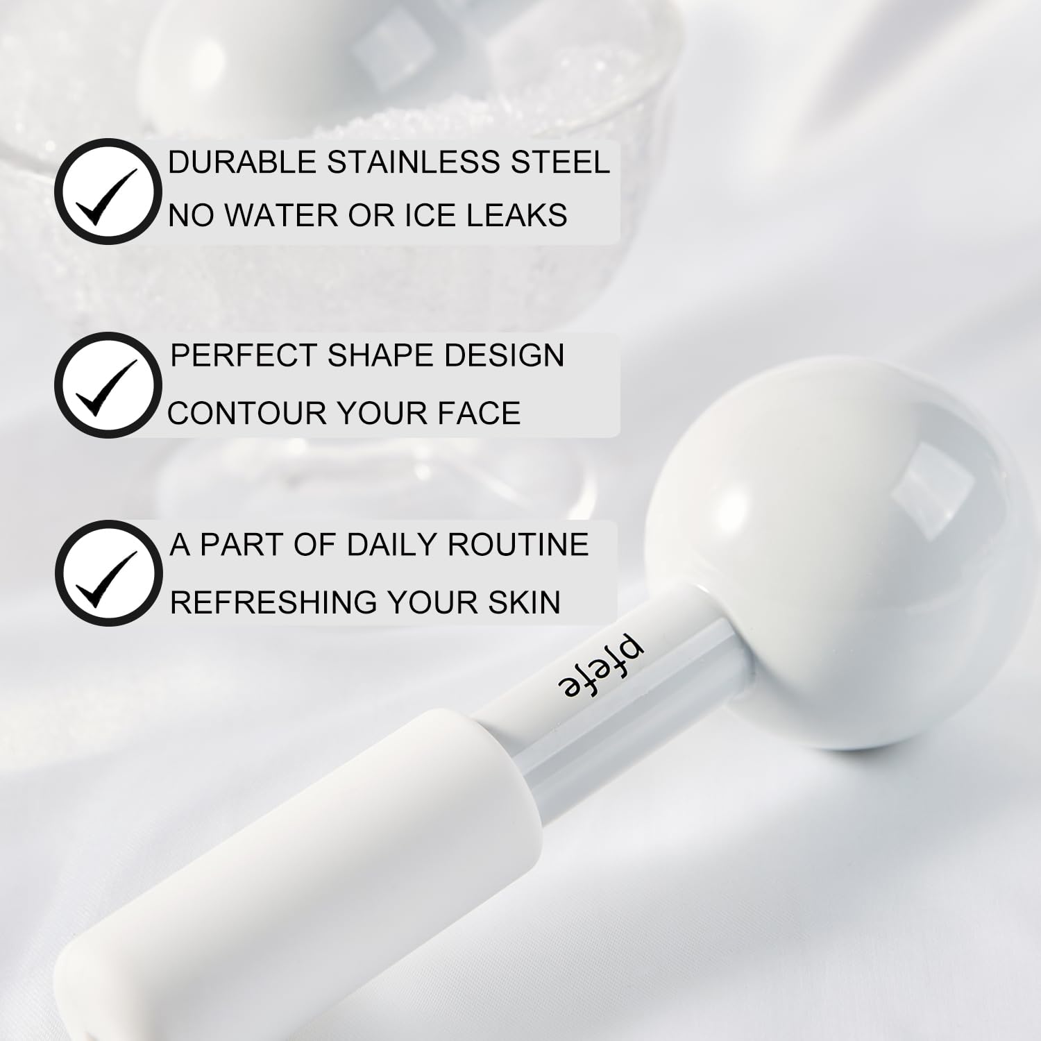 pfefe Ice Globes for Face & Eyes, Unbreakable Stainless Steel Cryo Sticks for Beauty Routines, Facials Cold Roller Cooling Globes for Puffiness, Wrinkles, Dark Circles, Headaches