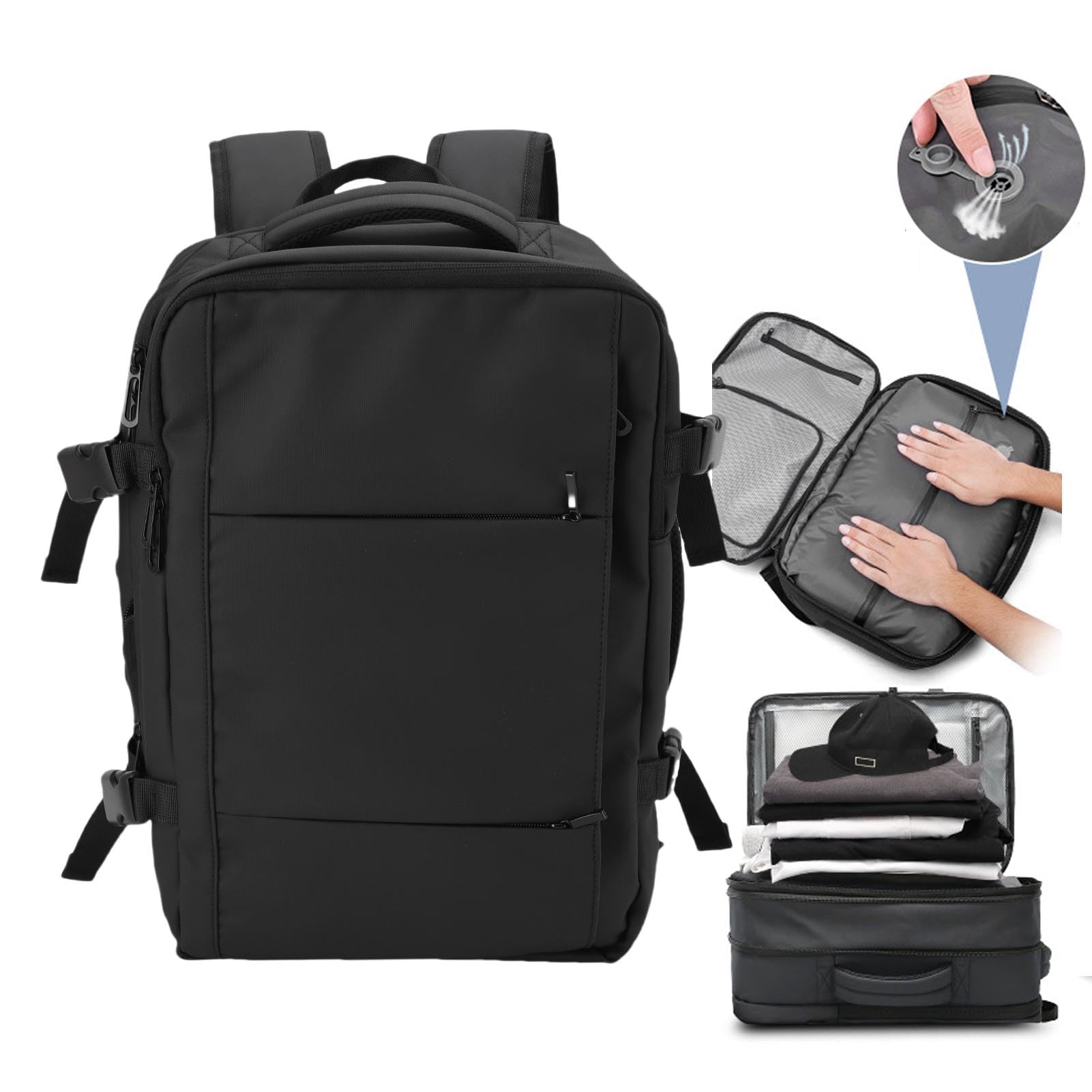 Cocoarm Sac à Dos Sous Vide Sac de Compression en Tissu Oxford avec Port de Chargement USB et Serrure TSA Extensible 52 X 34 X 17 Cm à 27 Cm à Dos de Voyage pour Voyages d'affaires Randonnée