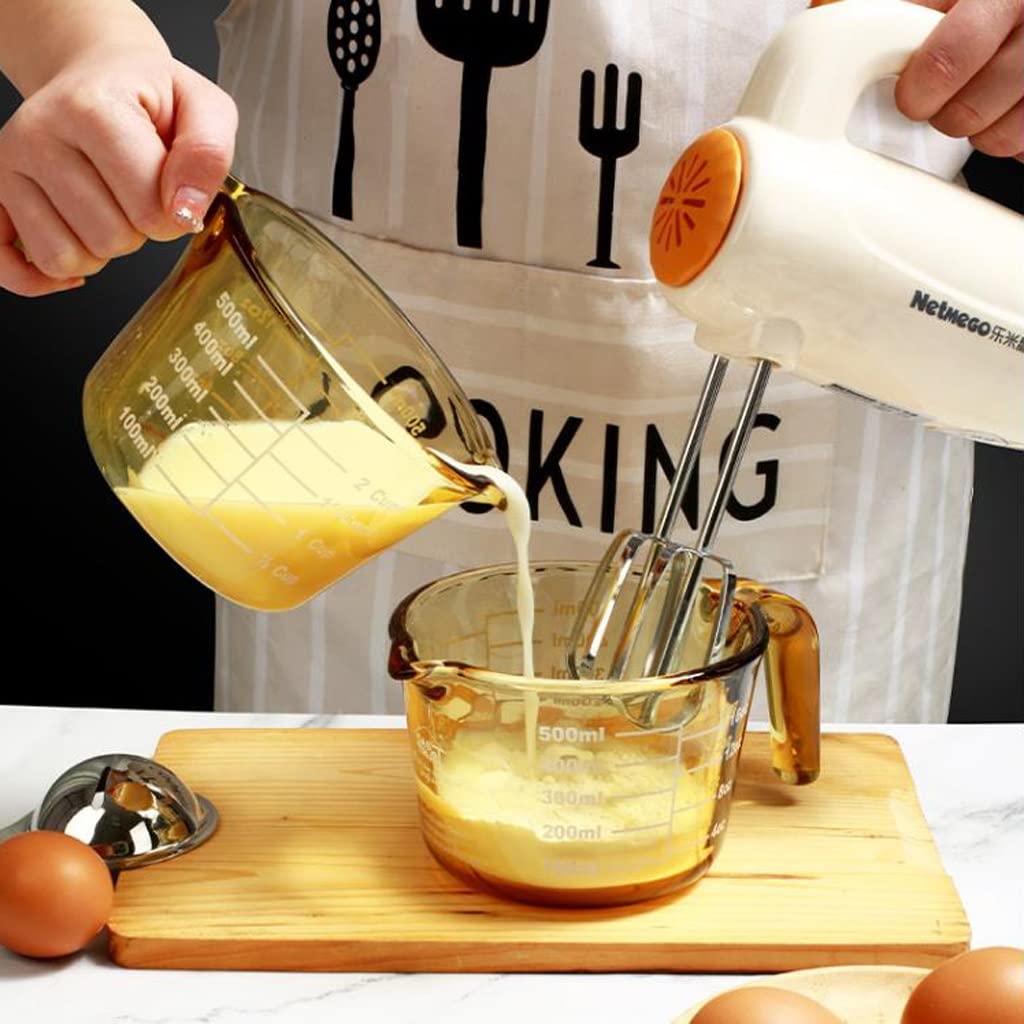 Tasse à mesurer en Verre Ambre Tasse à Lait en Verre résistant à la Chaleur Tasse de Cuisson Four Once Tasse à mesurer graduée Tasse de Petit-déjeuner pour Enfants (500ML + 1000ML)