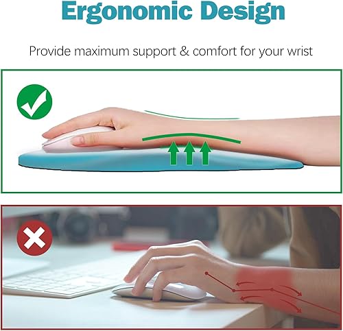 Miniatura 9 de DINKY Almohadillas ergonómicas para mouse con soporte de muñeca, toda la espuma viscoelástica con base de poliuretano antideslizante, alfombrilla de