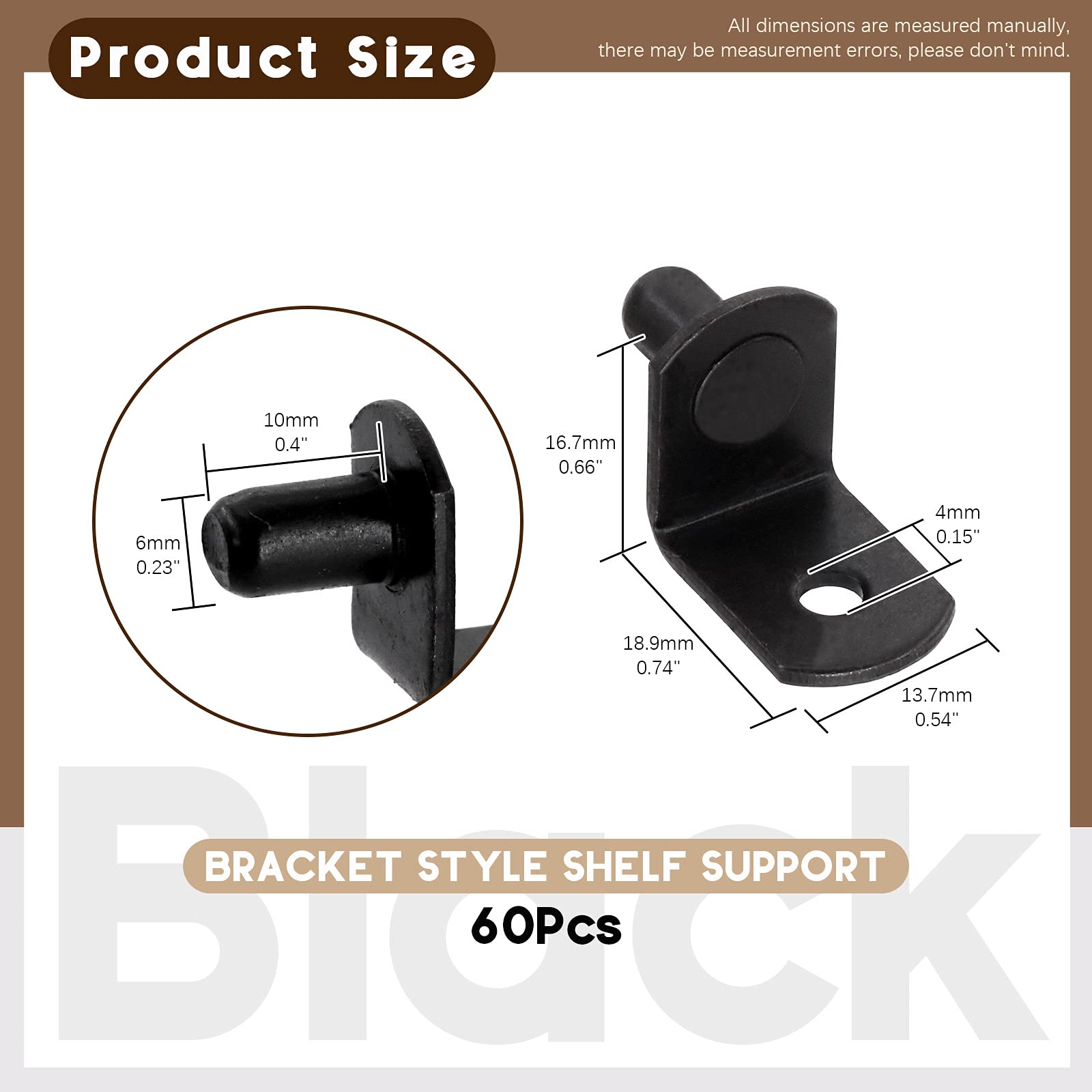L-Shelf Support Pegs - 60 Pack Black Steel -2