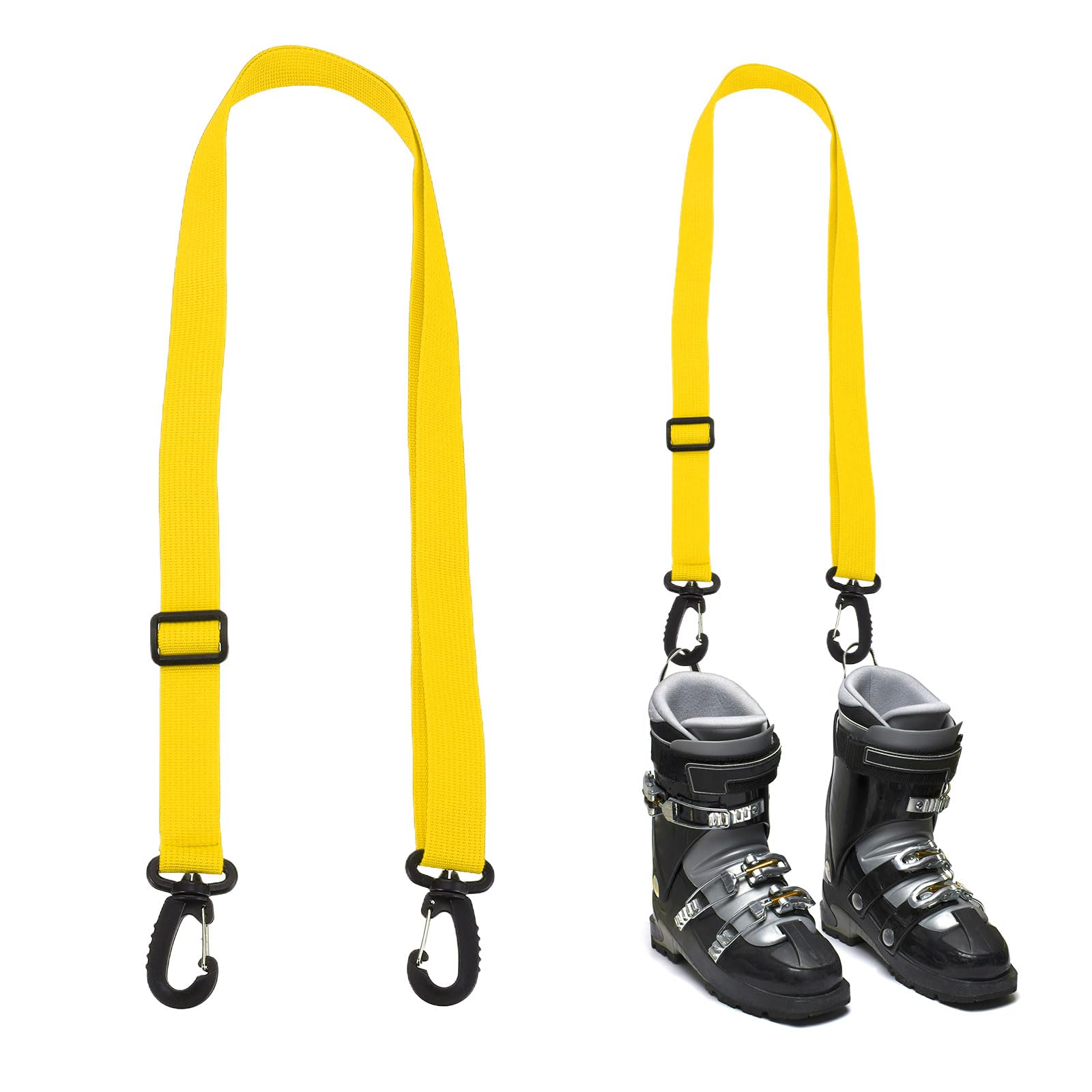 TIXIPEM Ski Boot Carrier Strap - Adjustable Snowboard Boots Carrying Strap Shoulder Sling Tote Leash Use for Men & Women Skates - [Yellow-25mm] Effortlessly Transport Ski Equipment