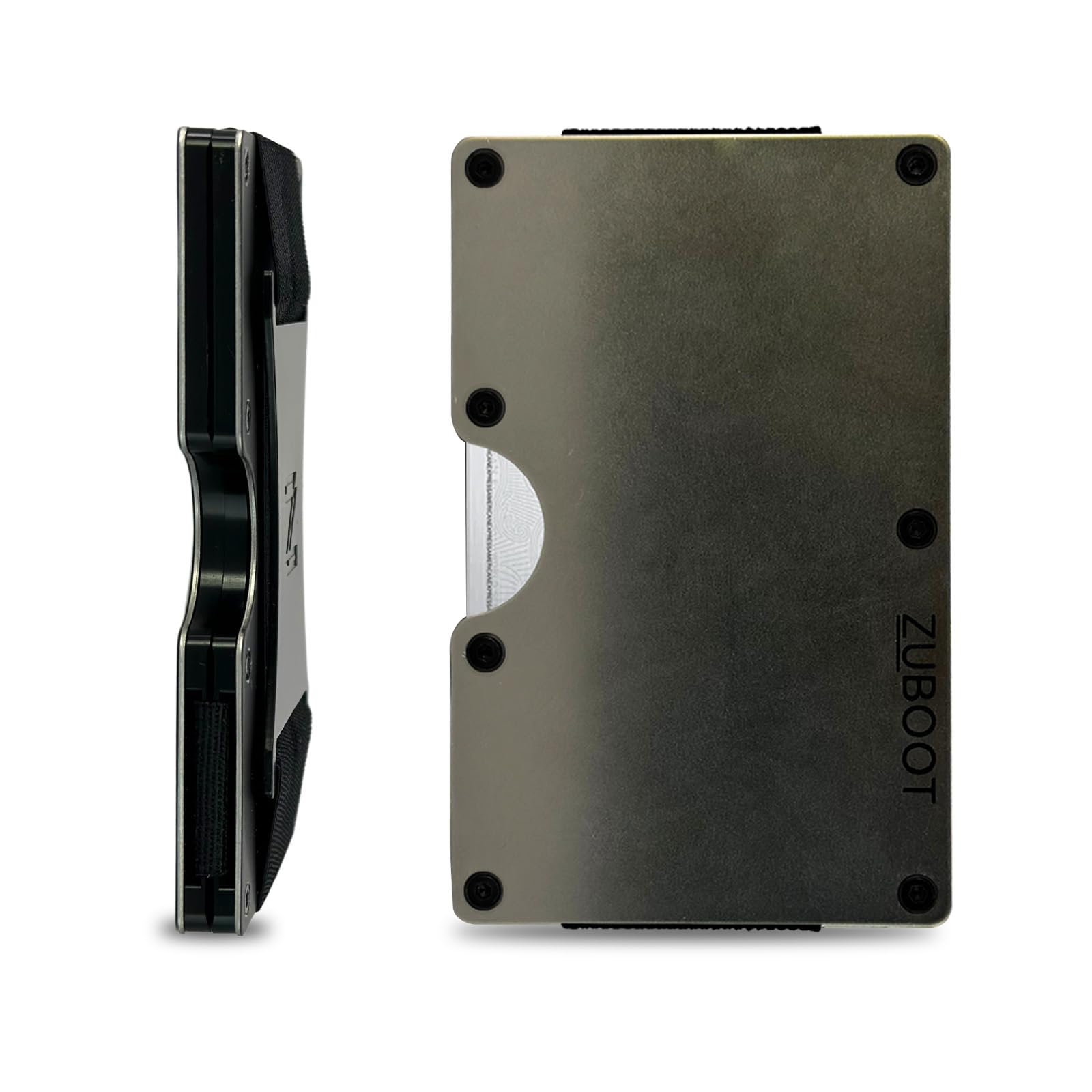 Wallet Design CoTitanium RFID Wallet for Men – Slim Front Pocket Card Holder with Built-In Cash Strap & AirTag Holder – Lightweight Stainless Steel Metal Wallet | Holds 16 Cards (Titanium Finish, Cash Strap)