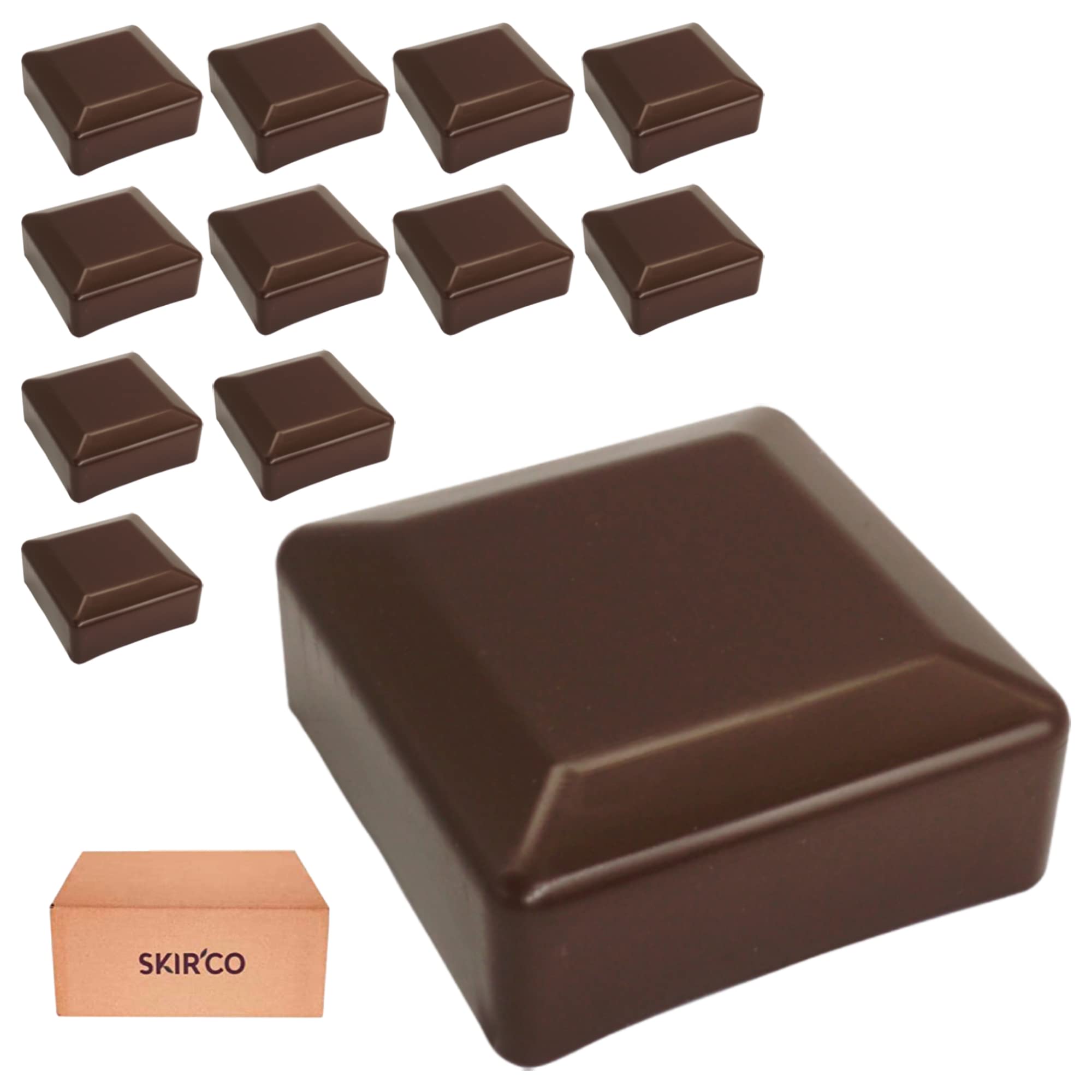 SKIR'CO (12 pcs) Fence Post Caps, Square 80 x 80 mm Brown Plastic Caps for Fence Posts Brown RAL 8028 Colour - Image 2