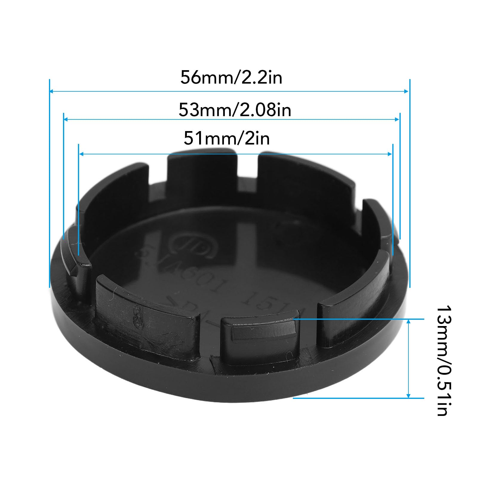 4 Coprimozzo Copricerchioni Auto 56 Mm, Nero, OD 56 Mm ID 53 Mm, Universali Per BMW VW Mercedes Audi, ABS