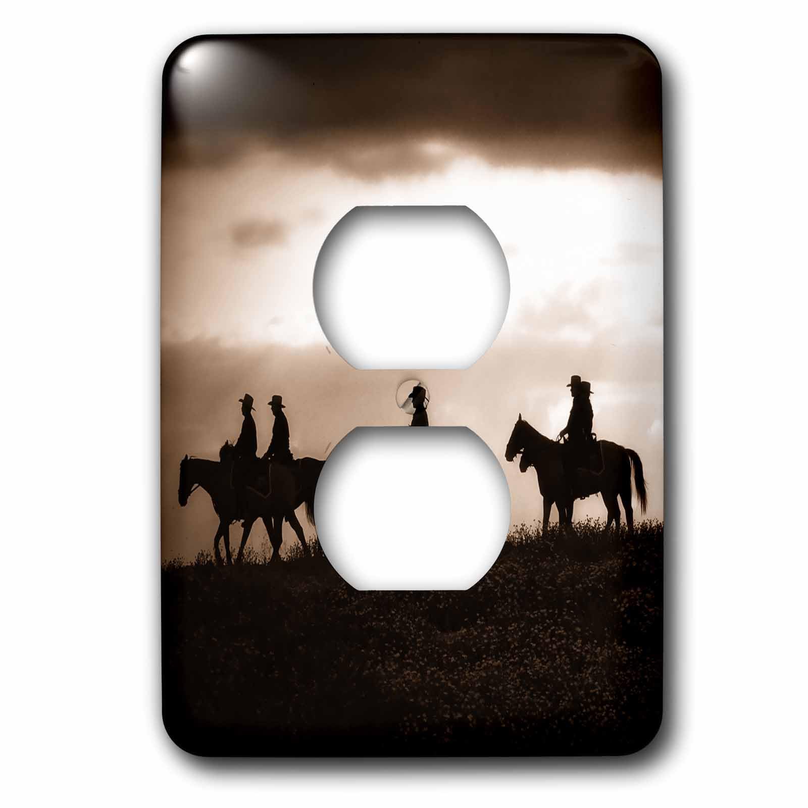 Coque de prise double illustrée cowboy pour masquer vos sorties murales