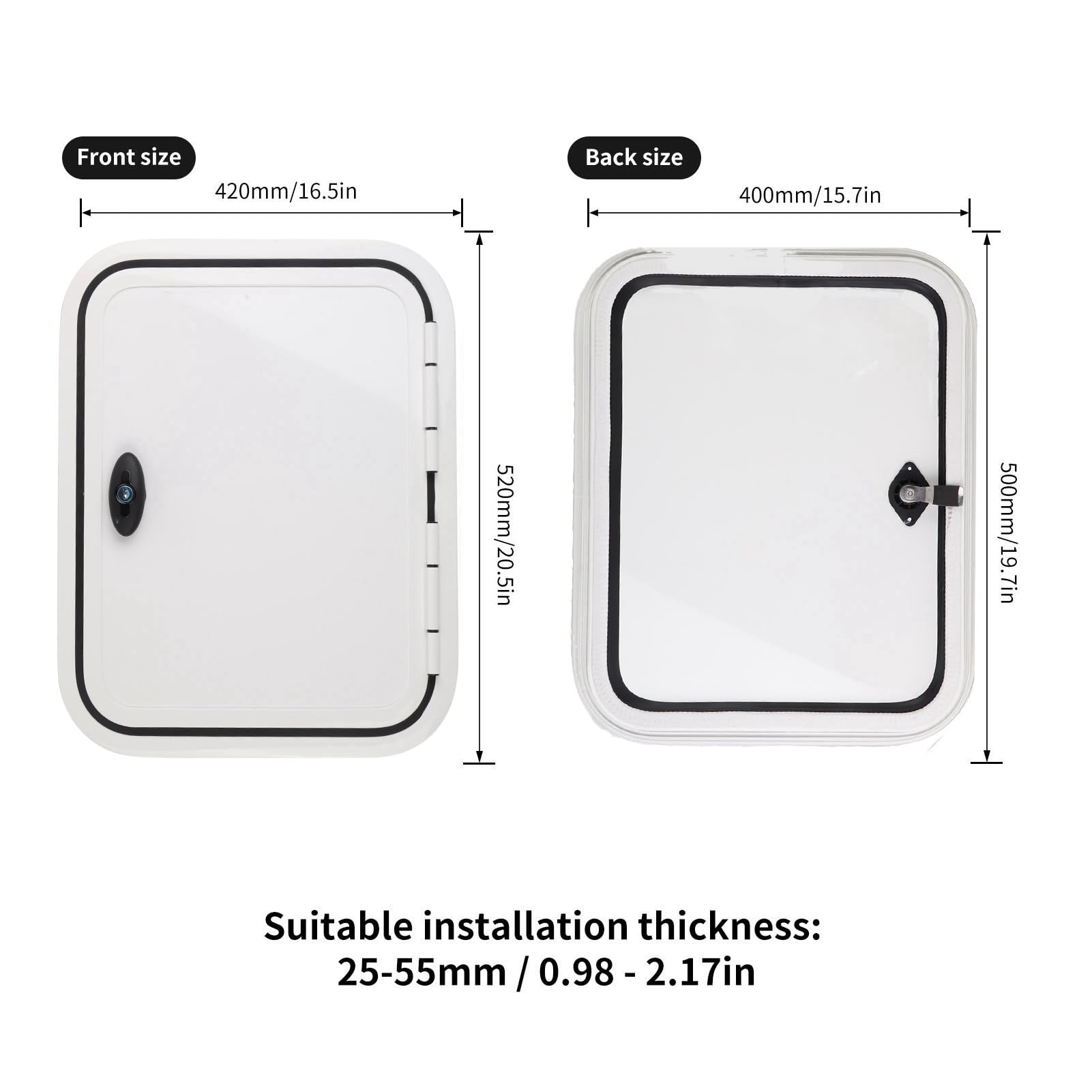 Porte de Compartiment de Camping car ,Ouverture à 180 Degrés Protection UV H500 W400mm Porte de Stockage d'accès RV Cadre en Alliage d'aluminium à étanchéité Parfaite pour
