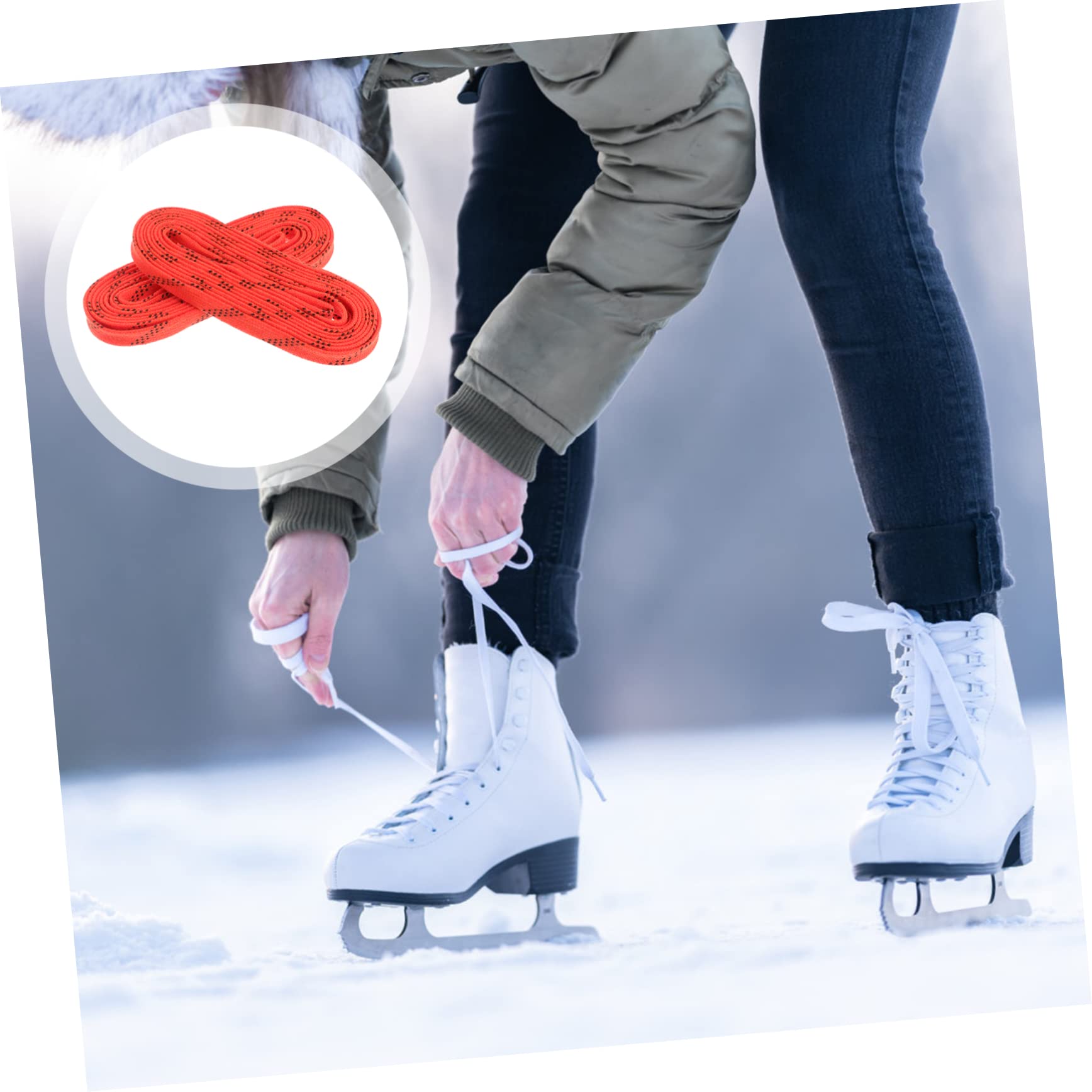 TOYANDONA Lacets de Hockey Cire Orange pour Patins Hockey et Ski Lacets Antigel Durables et Pratiques