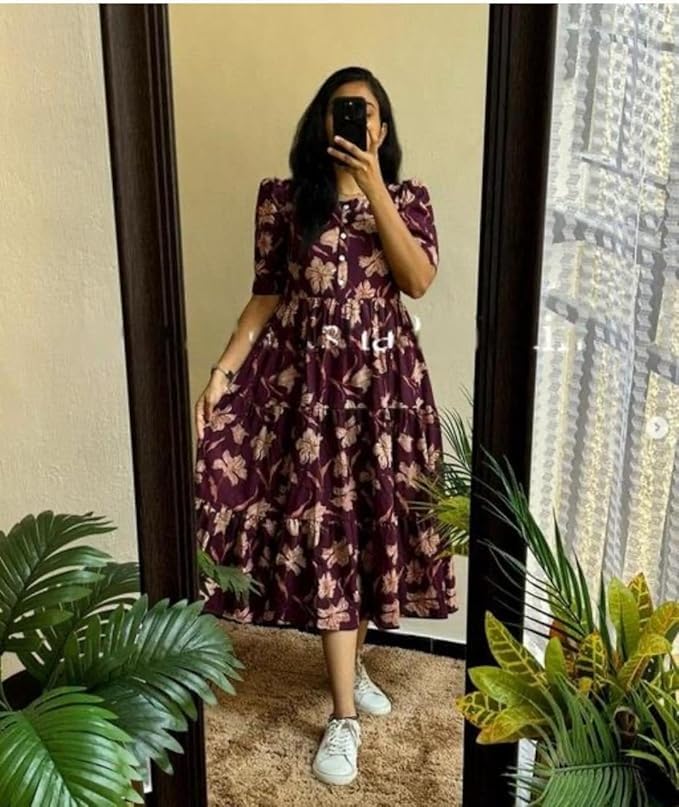 Image of NEW4U Women Printed Rayon Anarkali Kurta for Girls Regular Wear Long Kurti Gown