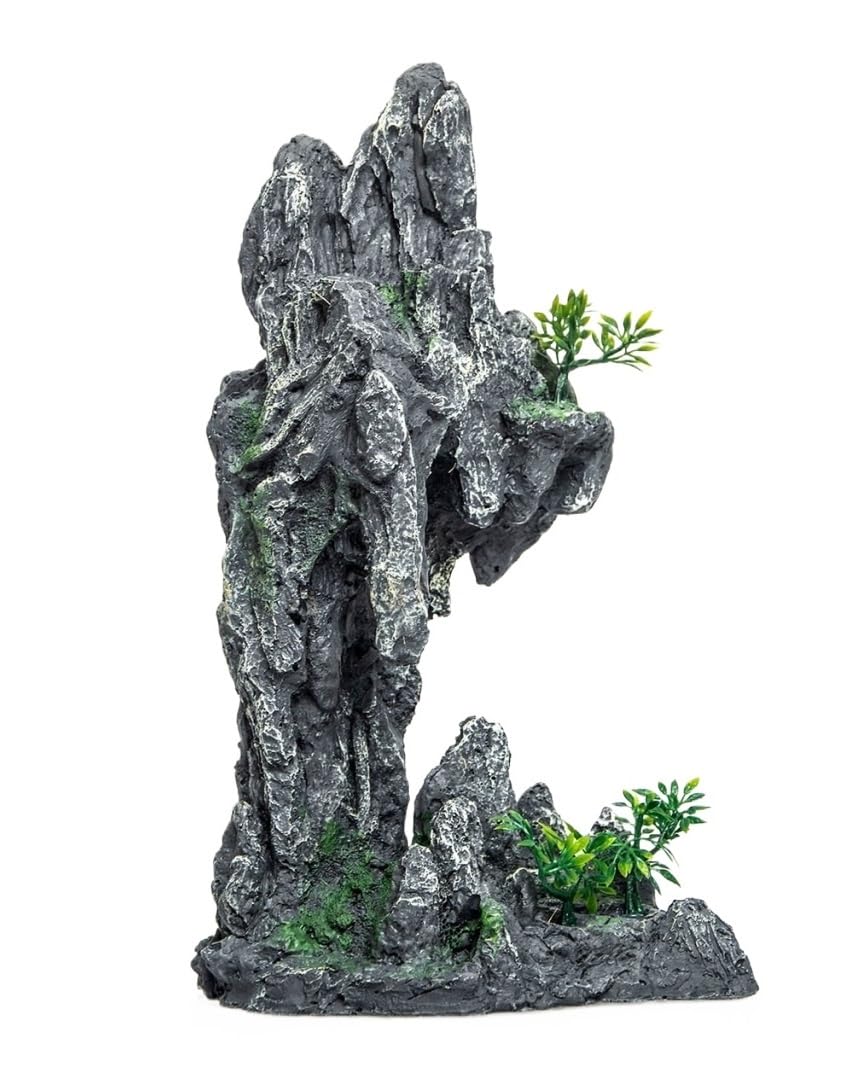 Wyvix 2Pcs Aquarium Caves and Hideouts, Heavy Realistic Fish Tank Rocks, Inert Reptile Hide Cave and Shrimp Hideaway for Corner Decor(22)