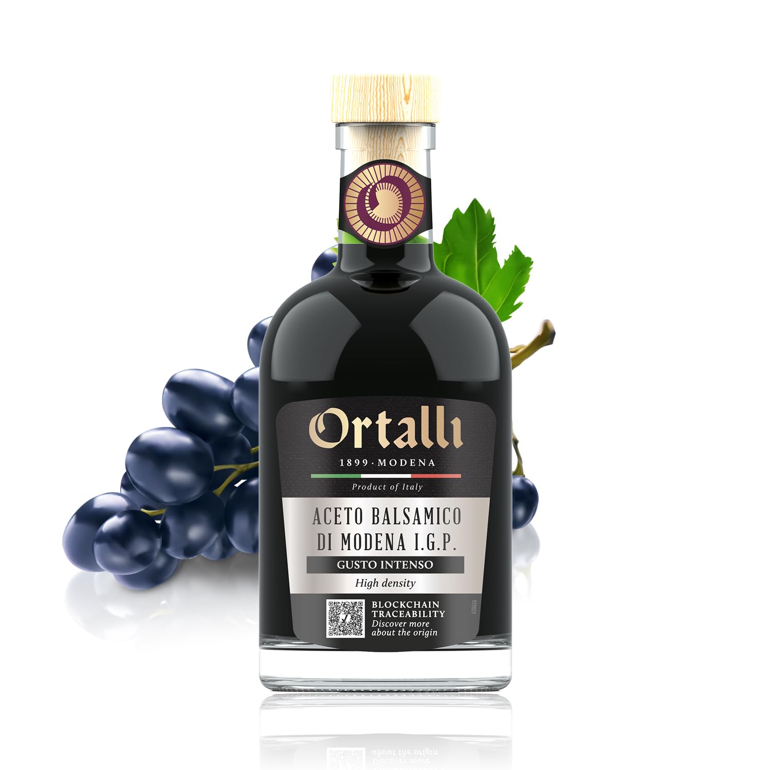 Ortalli - Aceto Balsamico di Modena Clelia | Hohe Dichte, süß-würzig | Perfekt für Fisch, Fleisch, Salate, Risotto, Käse, Eier & Eis | Ohne Farbstoffe/Karamell / 250 ml Flasche