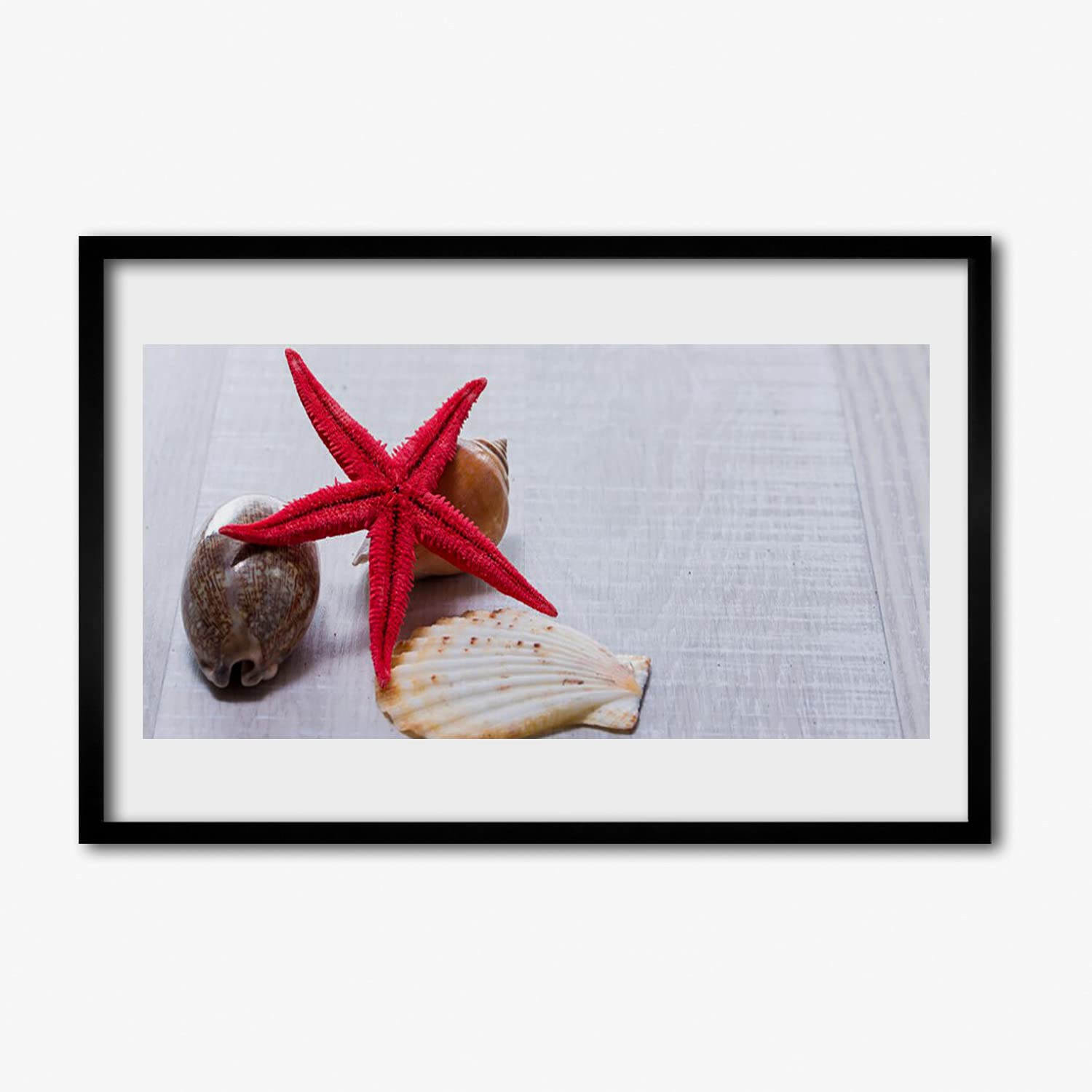 Affiche encadrée mur vide Tulup Starfish Shells 60x40 cm cadre MDF solution déco rapide