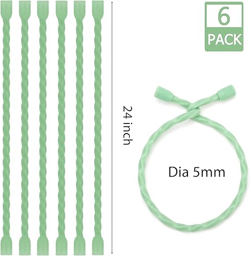 Miniatura 2 de Gesipor 6 bridas de silicona de 24 pulgadas de diámetro reutilizables con núcleo de acero de 0.197 in de diámetro, lazos de torsión de goma