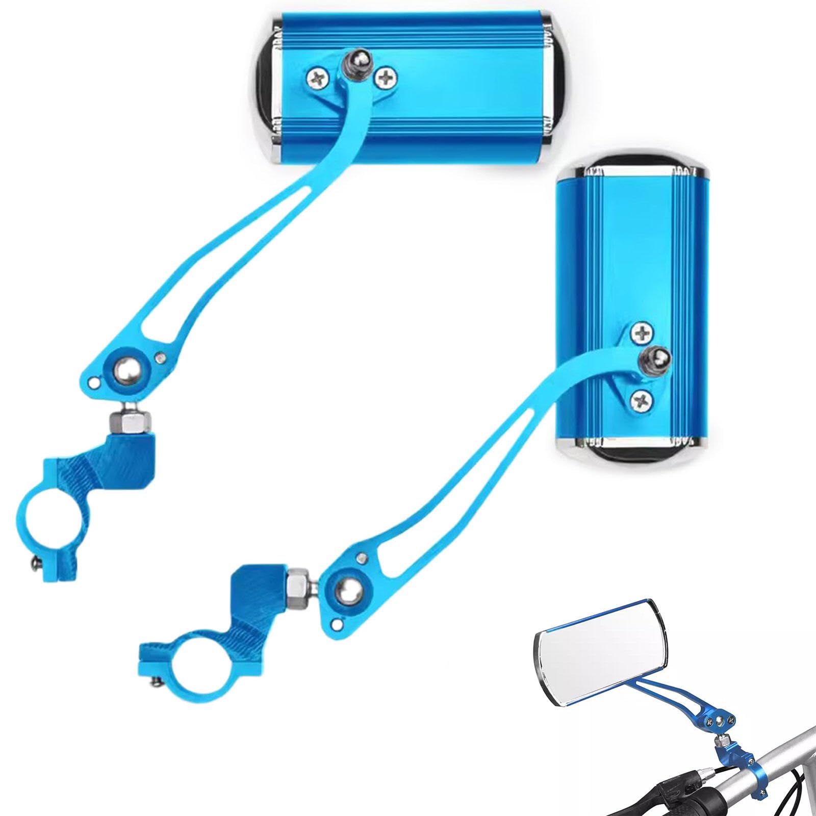 Fahrradspiegel Ein Paar 360°-Drehung und Einstellbare Weitwinkel-HD-Flachrückansicht Aluminium-Rückspiegel, Lenker-Fahrradspiegel,Blue