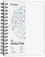 Bloco de Desenho Premium para Marcadores Dupla Face, Papel 150GSM Anti-Vazamento, Ideal para Álcool e Tinta, Sketchbook Profissional 5.5x8.5