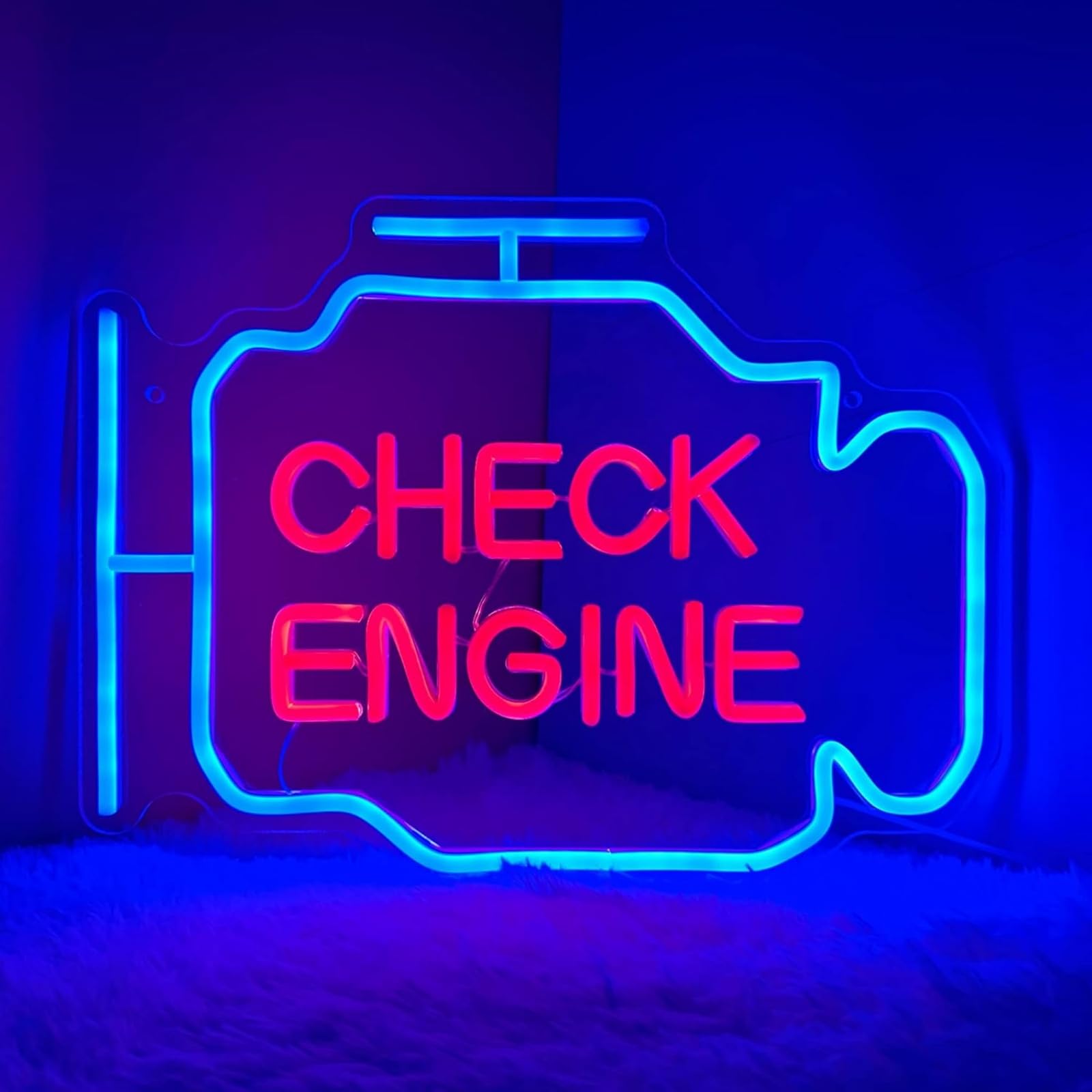 Blue Engine LED Neon Sign Dimmable Acrylic Decorative Lamp Light up Sign for Bedroom Living Room Bar Kitchen Party Wedding Art Wall Decor