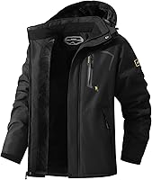 MAOYSSEN Men's Waterproof Ski Jacket - Warm Fleece-Lined Winter Snow Coat Hooded for Snowboarding, Hiking, Travel
