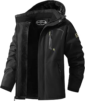 - Men's Ski Jacket Warm Winter Snow Coat Waterproof Mountain Windbreaker Snowboarding Jacket Hooded for Hiking Traval