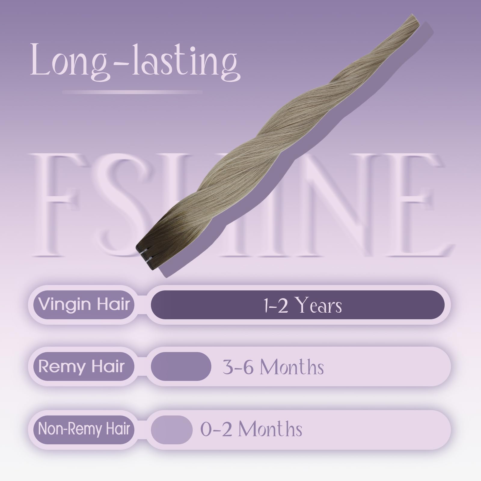 Fshine Balayage Blonde Sew in Weft Hair Extensions Virgin Brazilian Real Human Hair Invisible Straight Hair Weft Extension 25g 18inch Balayage Ash Blonde Mixed Blonde Ash Blonde #9A/10/800 - Image 4