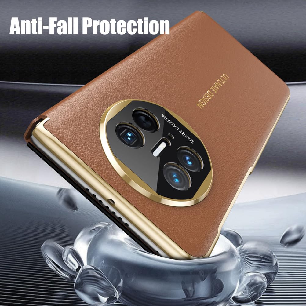 Pokryte etui do Huawei Mate X6, przezroczyste okno widoczne, klapka, magnetyczne, ultracienkie, wegańskie skórzane etui na telefon komórkowy, niebieski, X6