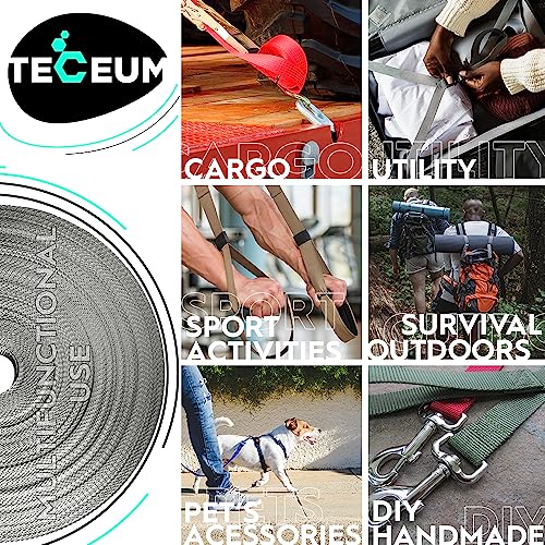 Image of TECEUM 3 /4 inch & 5 /8 inch & 1 inch & 1.5 inch & 2 inch Webbing - 10 25 50 Yards - 40+ Colors - Heavy Duty 1 Inch 1.5 Inch 2 Inch Backpack Straps - Webbing for Outdoors Indoors Crafting DIY