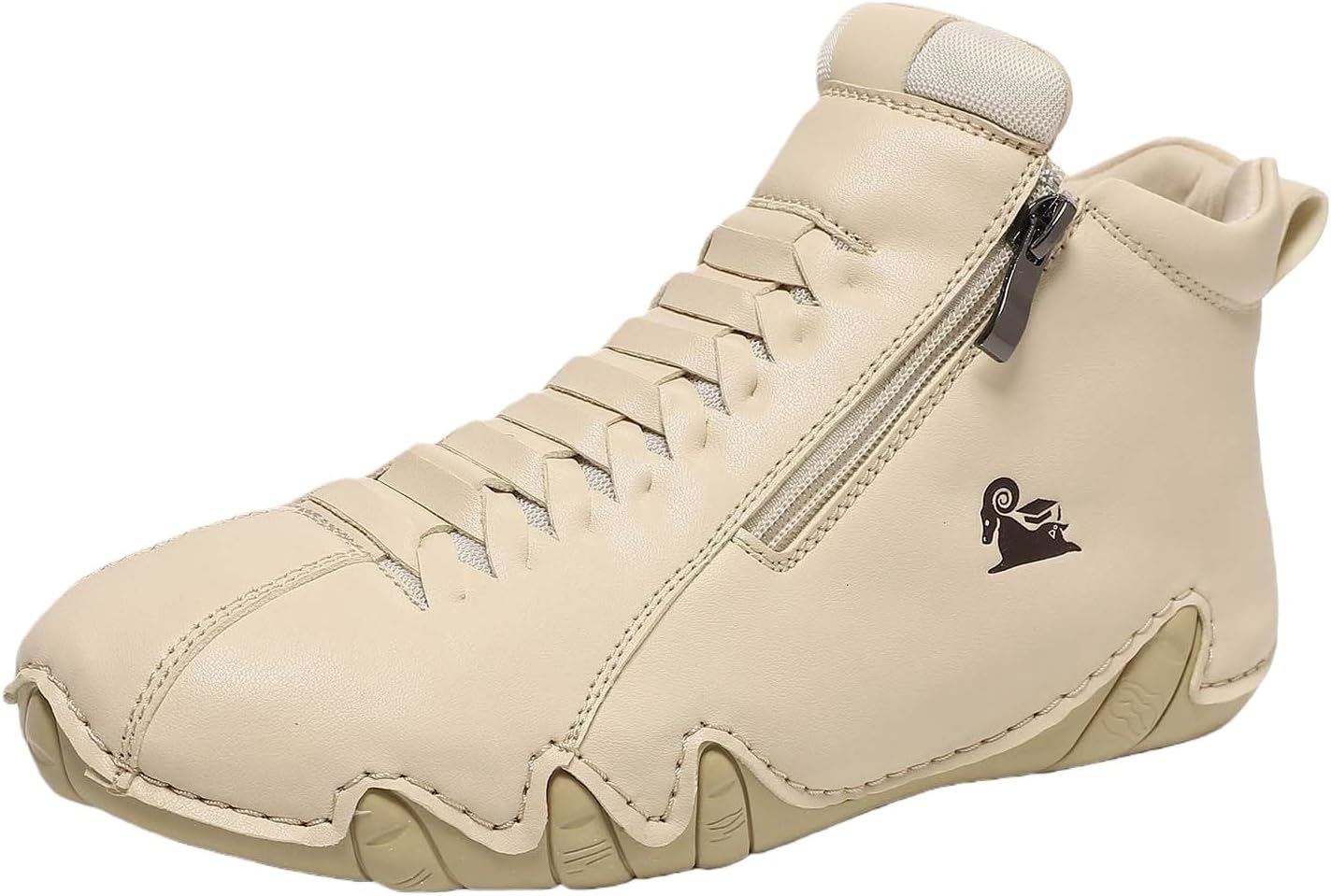 Leather Barefoot Boots Women Waterproof Breathable Orthopedic Shoes High Top Non-Slip Zipper Outdoor Hiking Walking Casual Sneakers