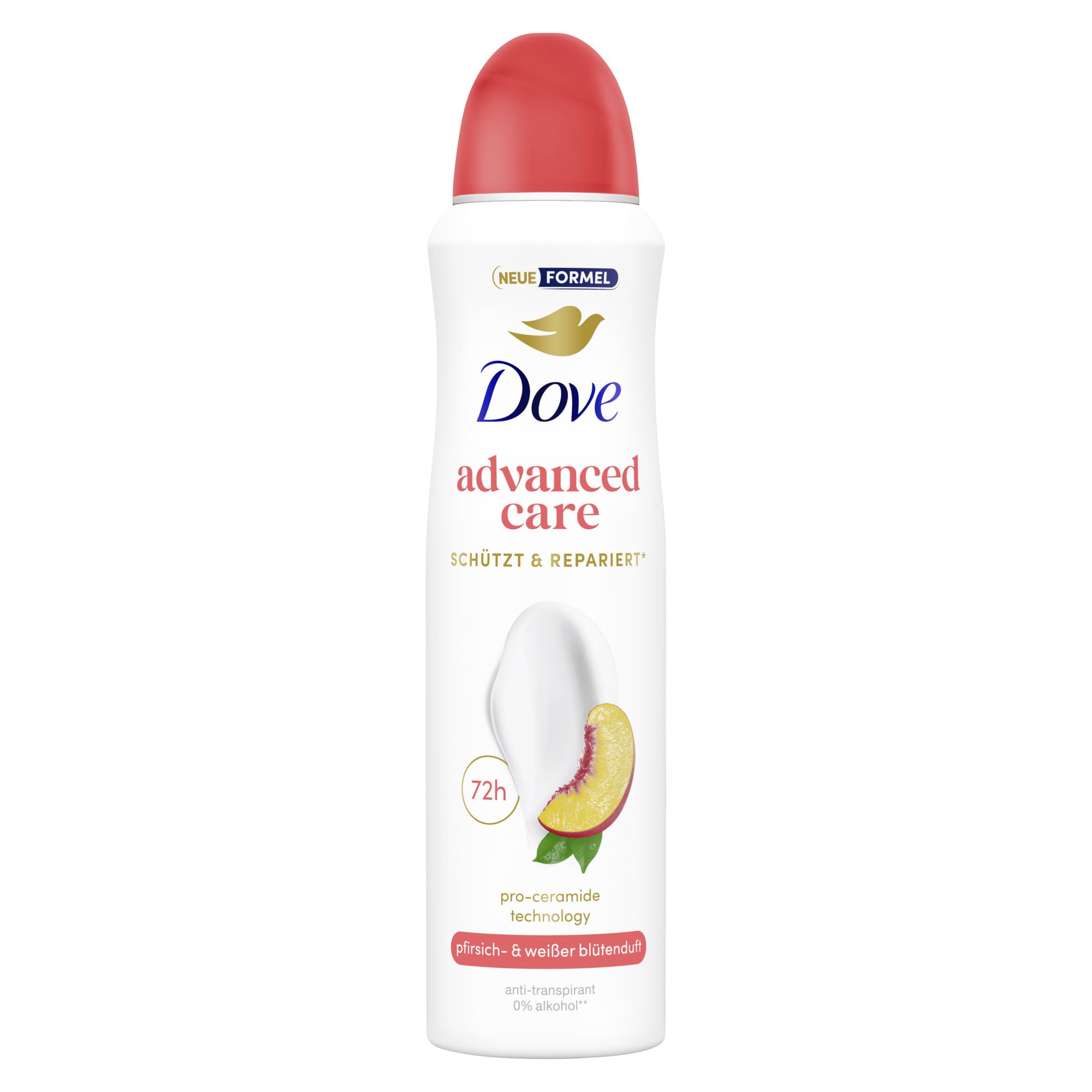 Dove Advanced Care Anti Transpirant Deo-Spray Pfirsich- und weißer Blütenduft Deodorant mit 72 Stunden Schutz vor Achselnässe und Körpergeruch 150 ml