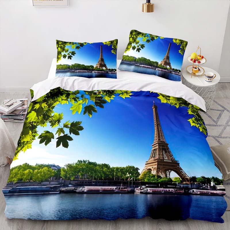 Housse de couette 240 x 260 microfibre 110g/㎡ paysage bleu premium