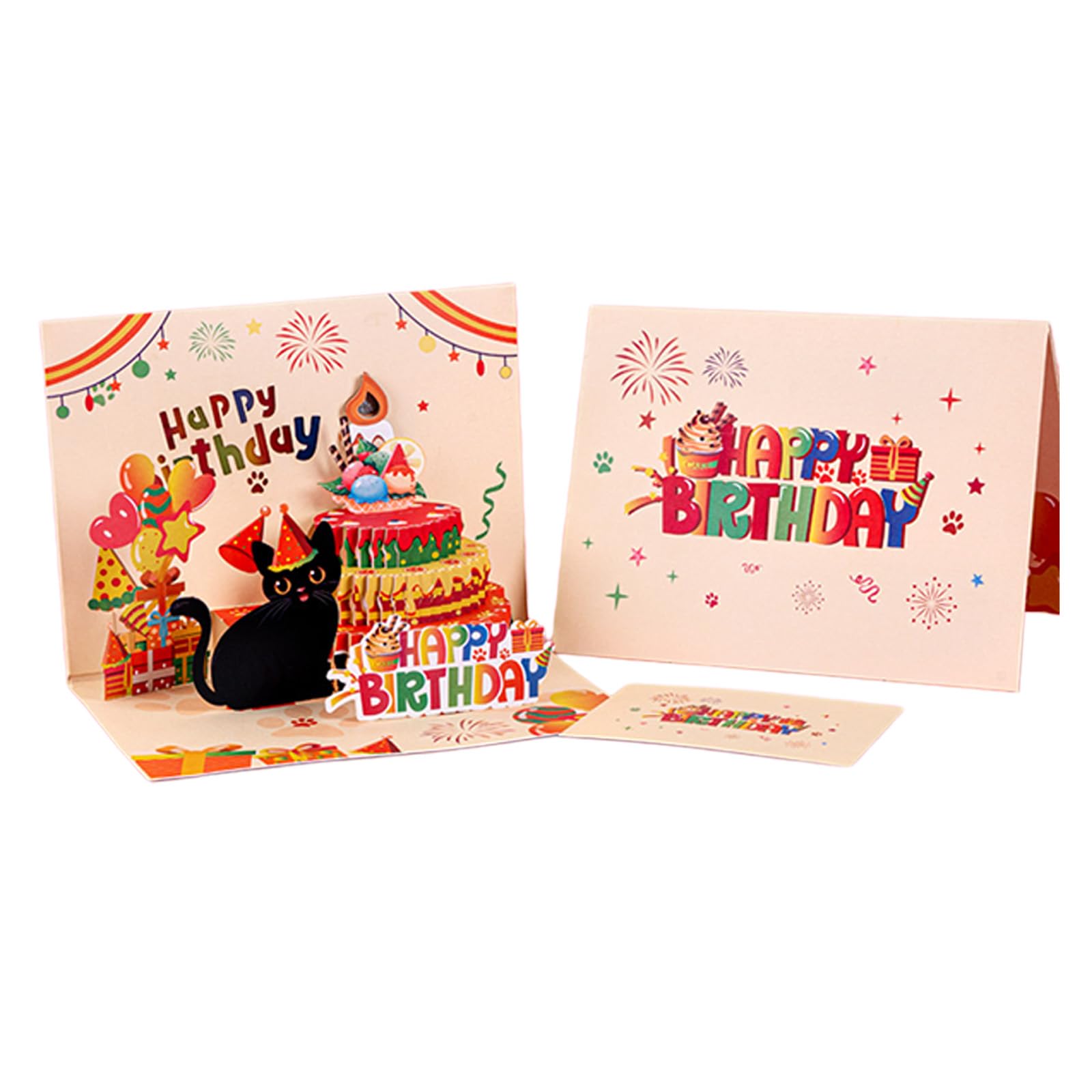 Ekoama 3D Popup Birthday Card With Blowable Candle Sound And Light Effect Greeting Card For Cats Lover And Special Celebration