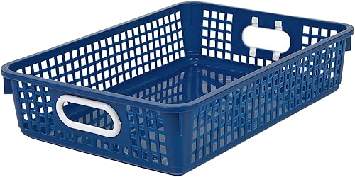 Miniatura 7 de Really Good Stuff Cesta de papel, 14 x 10 x 3-14 pulgadas, paquete de 6, cesta de papel de malla de plástico azul marino para aula, hogar y oficina,