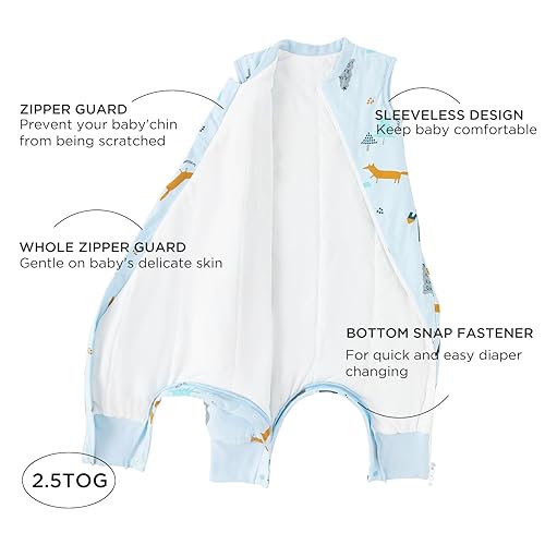 Miniatura 2 de Duomiaomiao Saco de dormir para bebé, saco de dormir de algodón de invierno con pies 2t-3t, 2.5 TOG acolchado manta para bebés que caminan