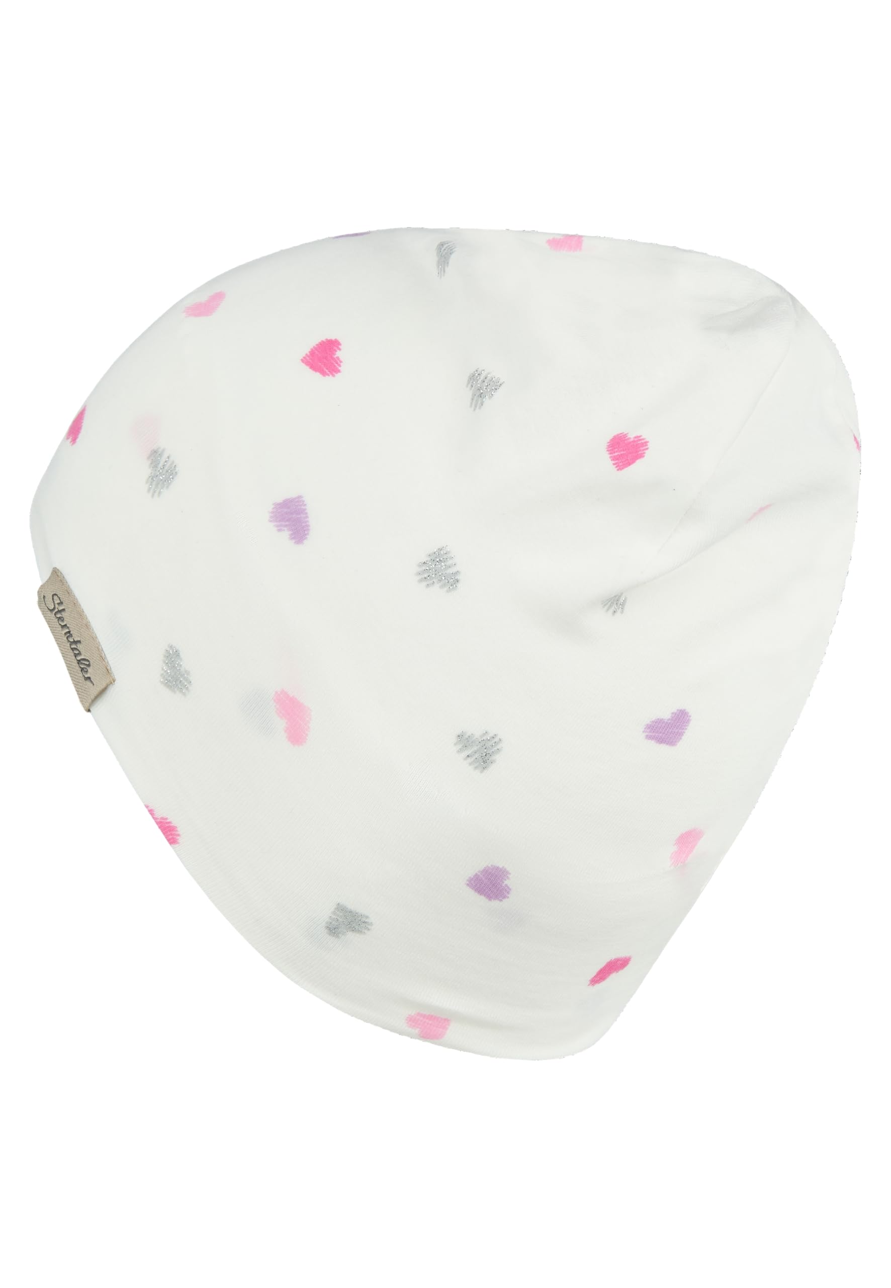 Sterntaler Beanie Herzchen – Beanie aus weichem Jersey mit glitzernden Herzchen, Zwei Tragevarianten, anschmiegsam und bequem