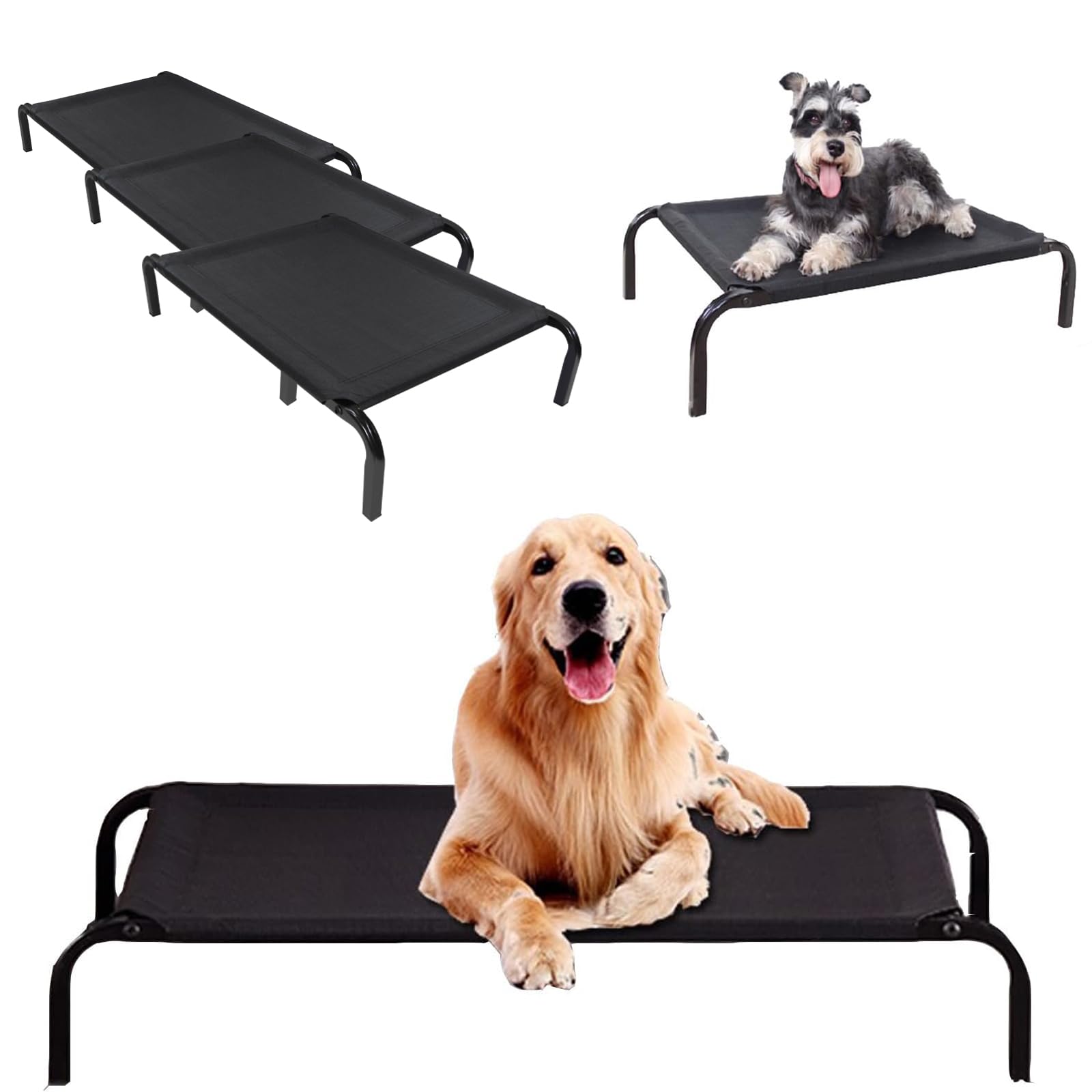 Elevated Pet Bed, Raised Dog Bed with Mesh Fabric, Keep Pet Cool and Comfortable, No-Slip Rubber Feet Outdoor Dog Sofa Bed with 70kg Capacity, Camping Pet Bed for Travel/Camping, S - 75x47x15cm (LxWxH