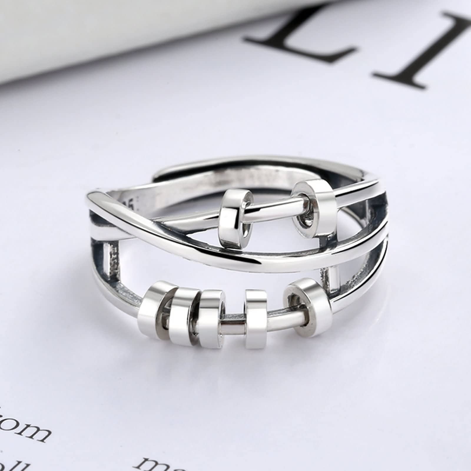 Anello di fidanzamento in argento Sterling, anello regolabile intrecciato regolabile migliore amico regalo di compleanno per le donne, Adjustable, Nessuna pietra preziosa