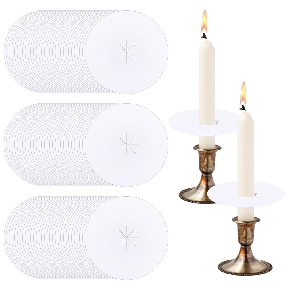 BENECREAT 200Pcs Paper Candle Holder, 76mm/3 Inch Diameter Candle Drip Protectors for Candlelight Services Memorial Christmas Eve Vigil