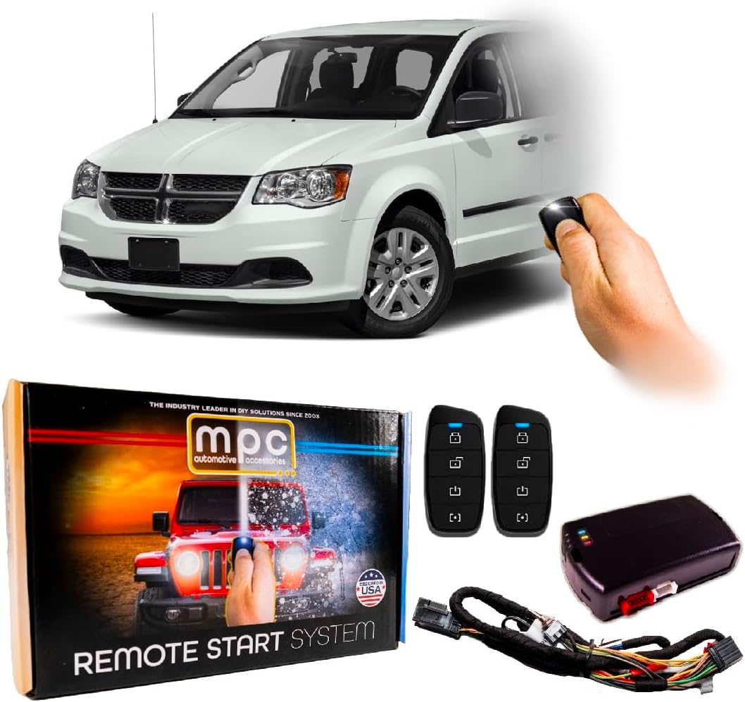 MPC Plug-n-Play 1-Button Remote Start Kit Compatible with 2011-2020 Dodge Grand Caravan - Key-to-Start - T-Harness - Firmware Preloaded