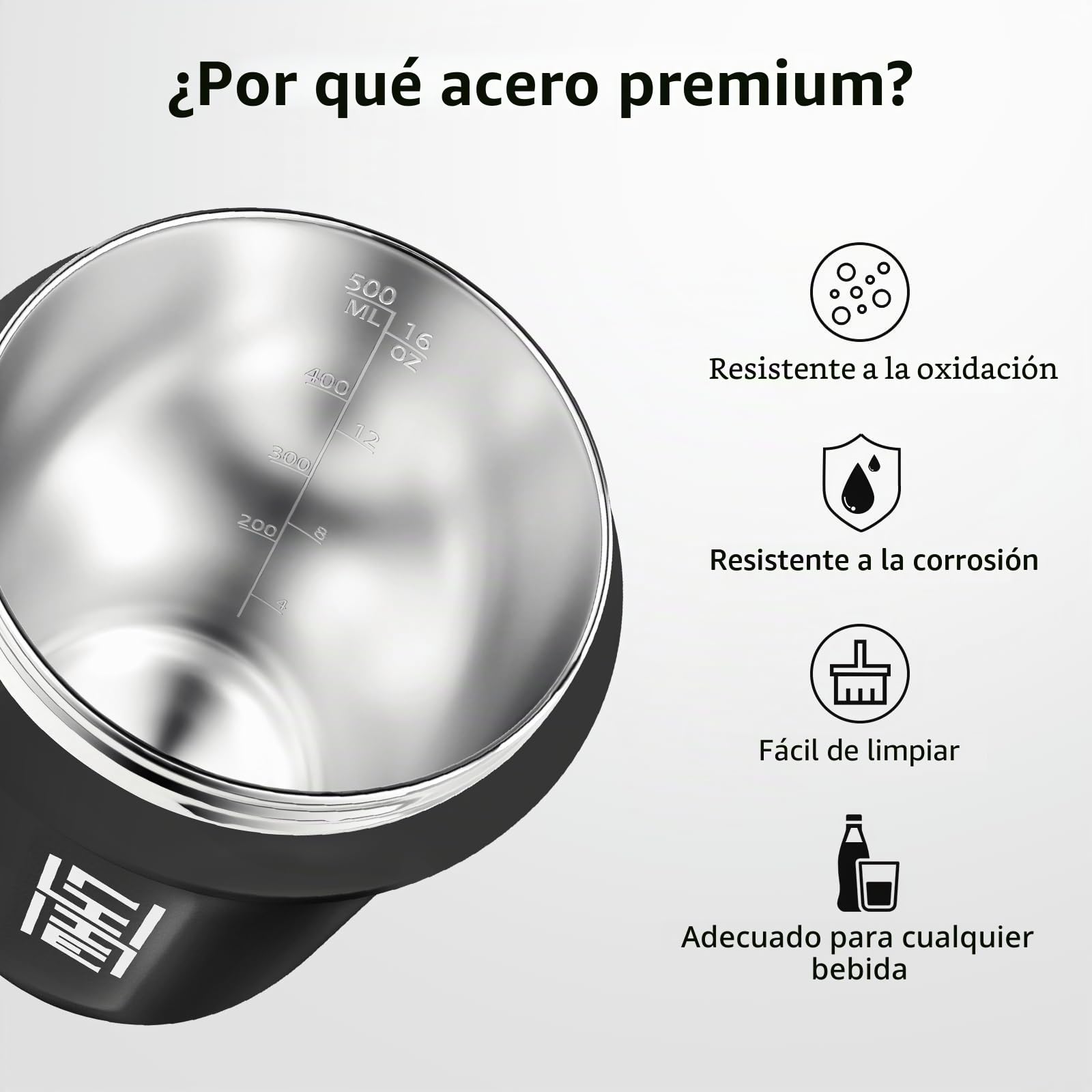 LHHW Coctelera de proteínas de acero inoxidable, 500 ml, no requiere bola mezcladora, mantener el frío, a prueba de fugas, sin BPA, batido de proteínas