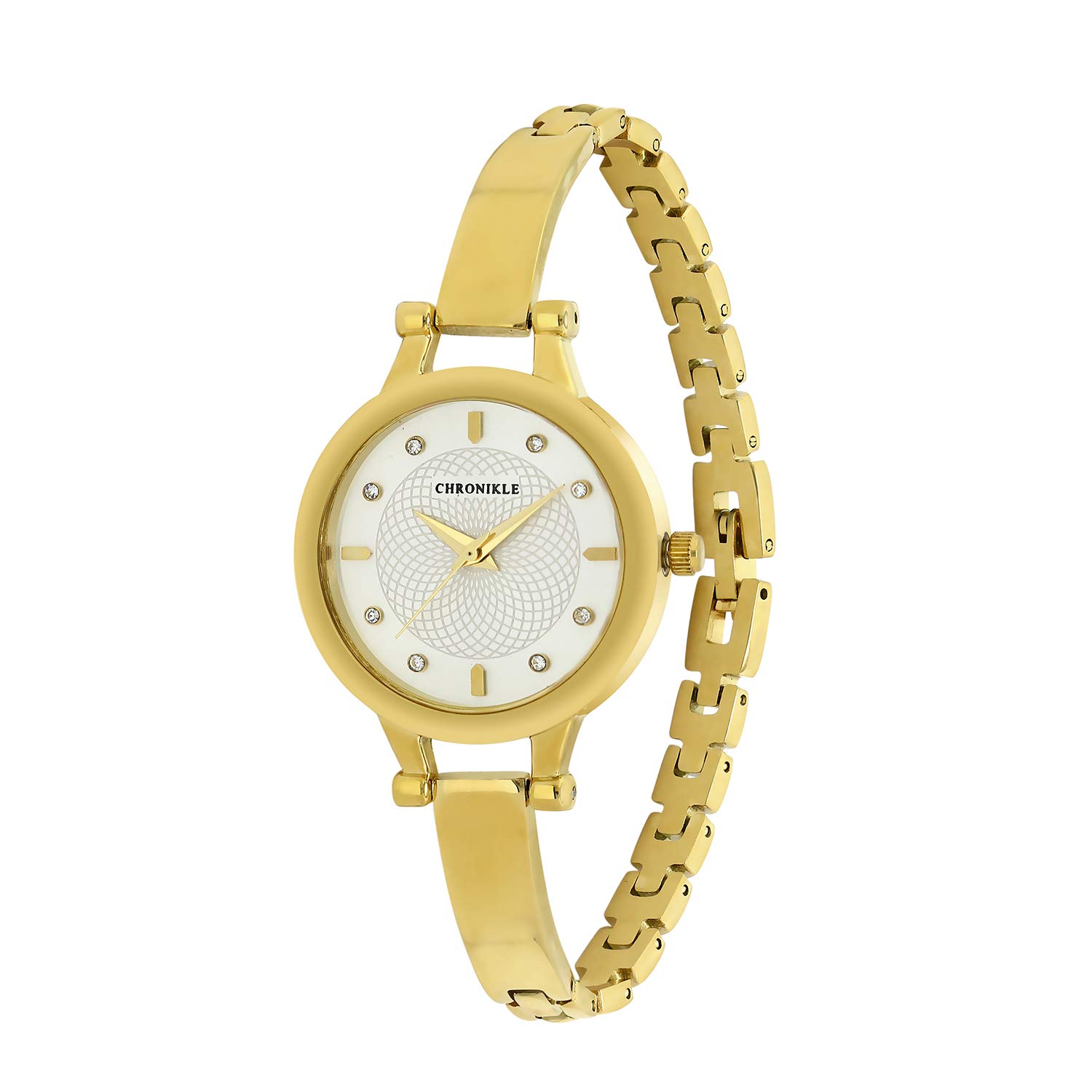 CHRONIKLE Sleek Unique Womens Metal Chain Wrist Watch with Diamond Studded Stones On Dial (Dial Color: White) (B07MG7H3RW) Amazon Price History, Amazon Price Tracker