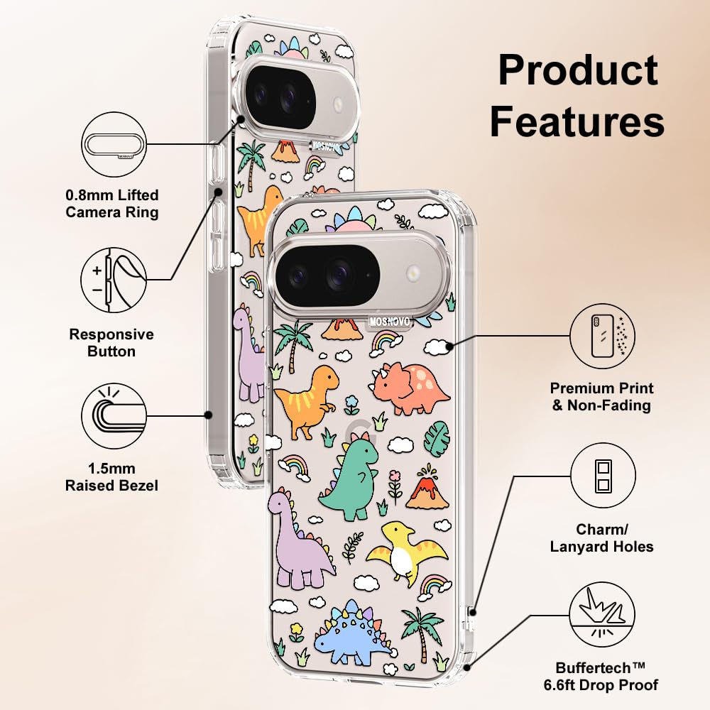 MOSNOVO Case for Google Pixel 10 & Pixel 10 Pro, [Buffertech 6.6ft Military-Grade Drop Protection] [Anti Peel Off Tech] Clear TPU Bumper Phone Case Cover Design - Cute Cherry — view 469