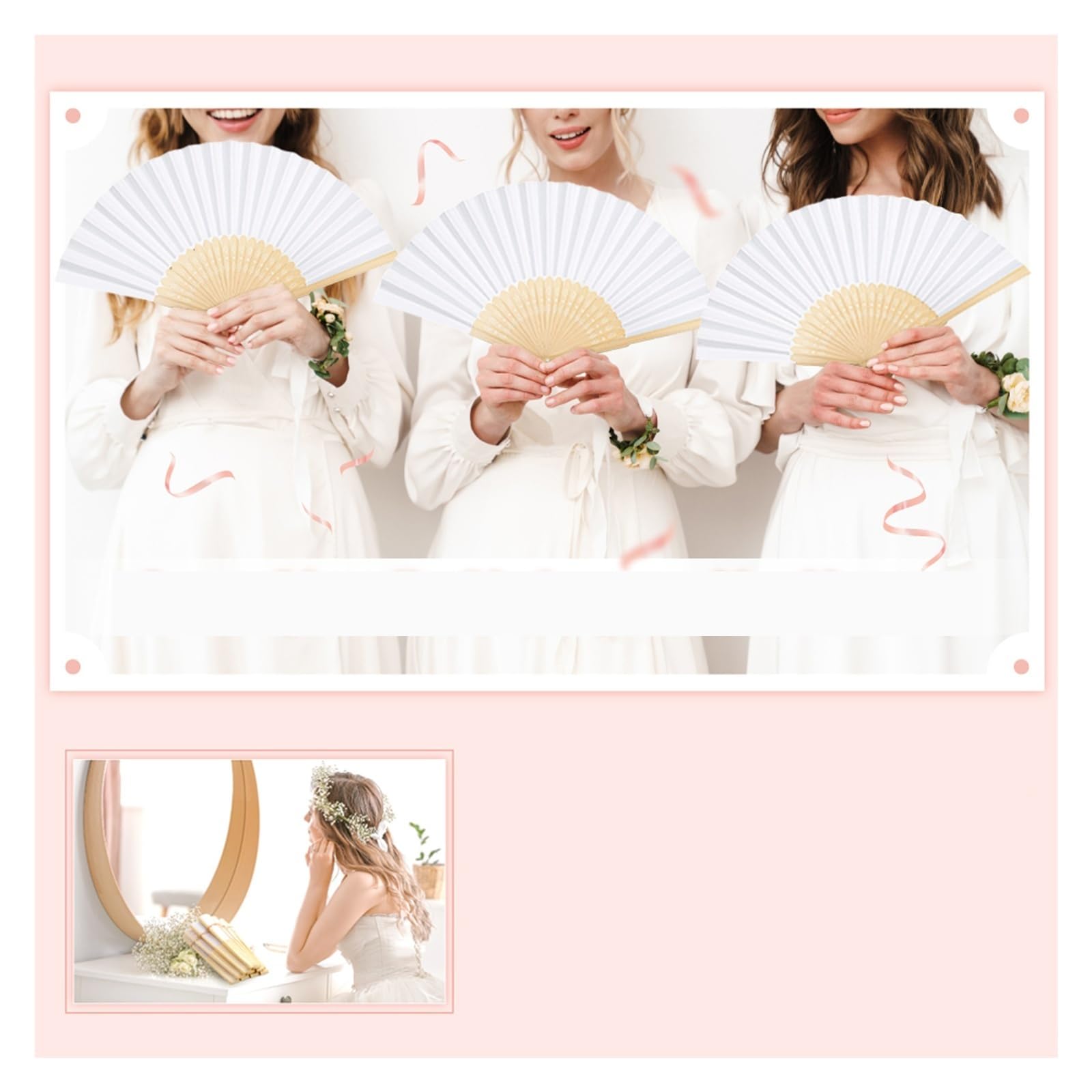 40 Stück faltbare Handfächer, Hochzeitsfächer, Hochzeit for Gäste, weiße Papierfächer, Hochzeiten, Partygeschenke Für Haushalt Wohnen(White)
