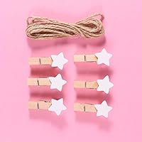 Vista 5 de HEALLILY 100 piezas Mini pinzas de madera con forma de estrella clips para colgar en la pared, clips de fotos, pinzas para fotos, clips