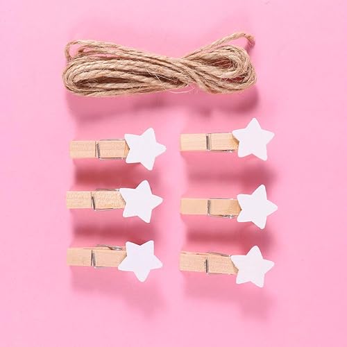 Miniatura 5 de HEALLILY 100 piezas Mini pinzas de madera con forma de estrella clips para colgar en la pared, clips de fotos, pinzas para fotos, clips de