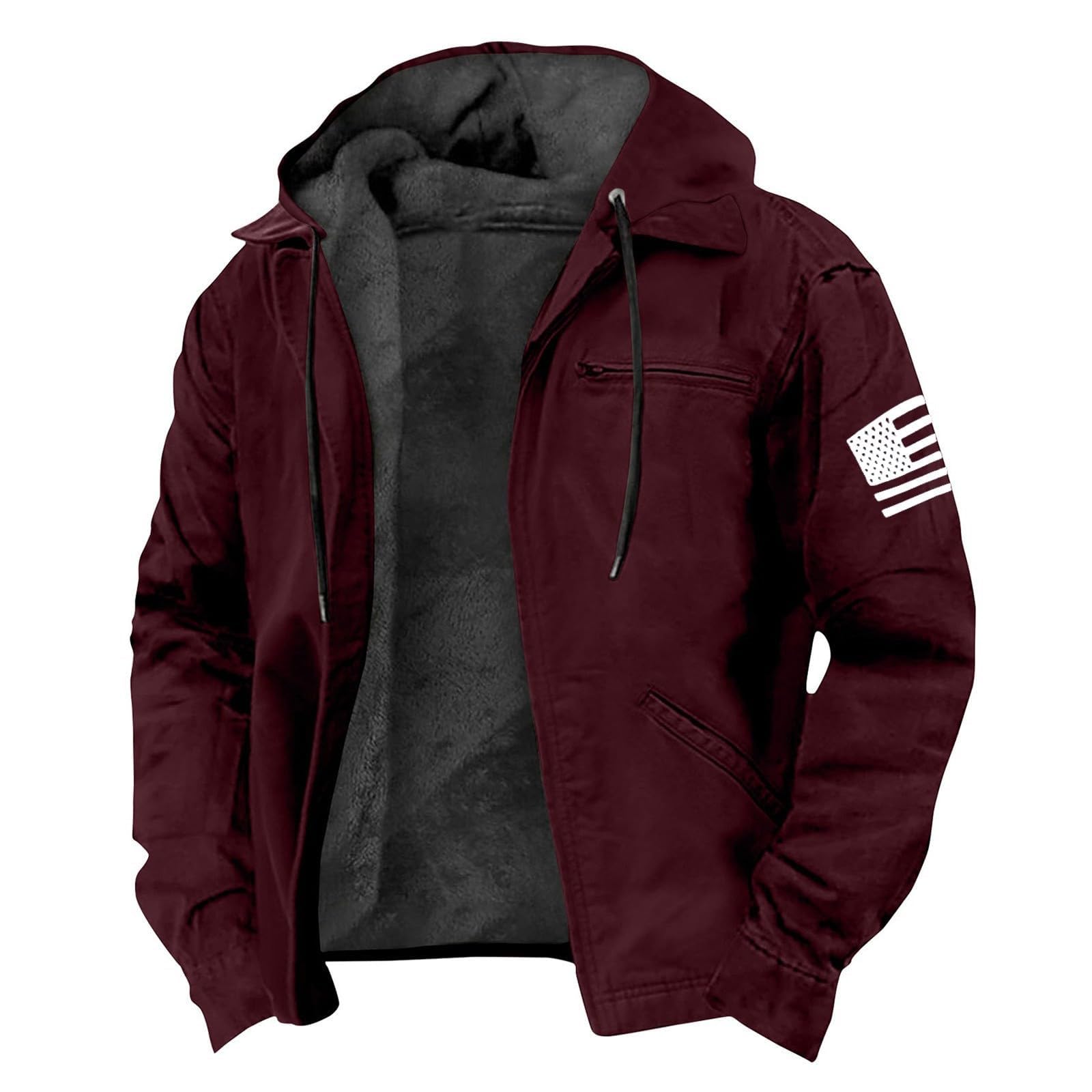 Chaqueta de ocio para hombre con cremallera, chaqueta de invierno cálida para exteriores, chaqueta de entretiempo, chaqueta de forro polar, chaqueta térmica con capucha
