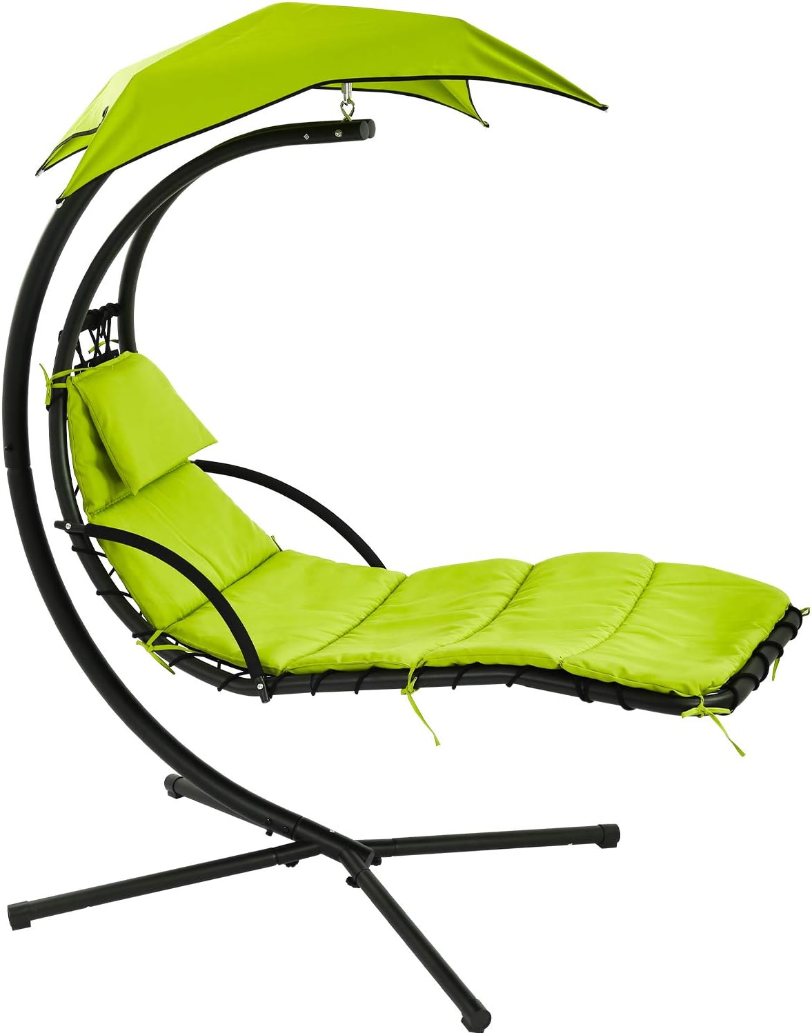 Patio Chair Hammock Stand Outdoor Chair Swings for Adults Hanging Chaise Lounger Chair Floating Chaise Canopy Swing Arc Stand Air Porch Lounge Chair for Patio Indoor (Green)